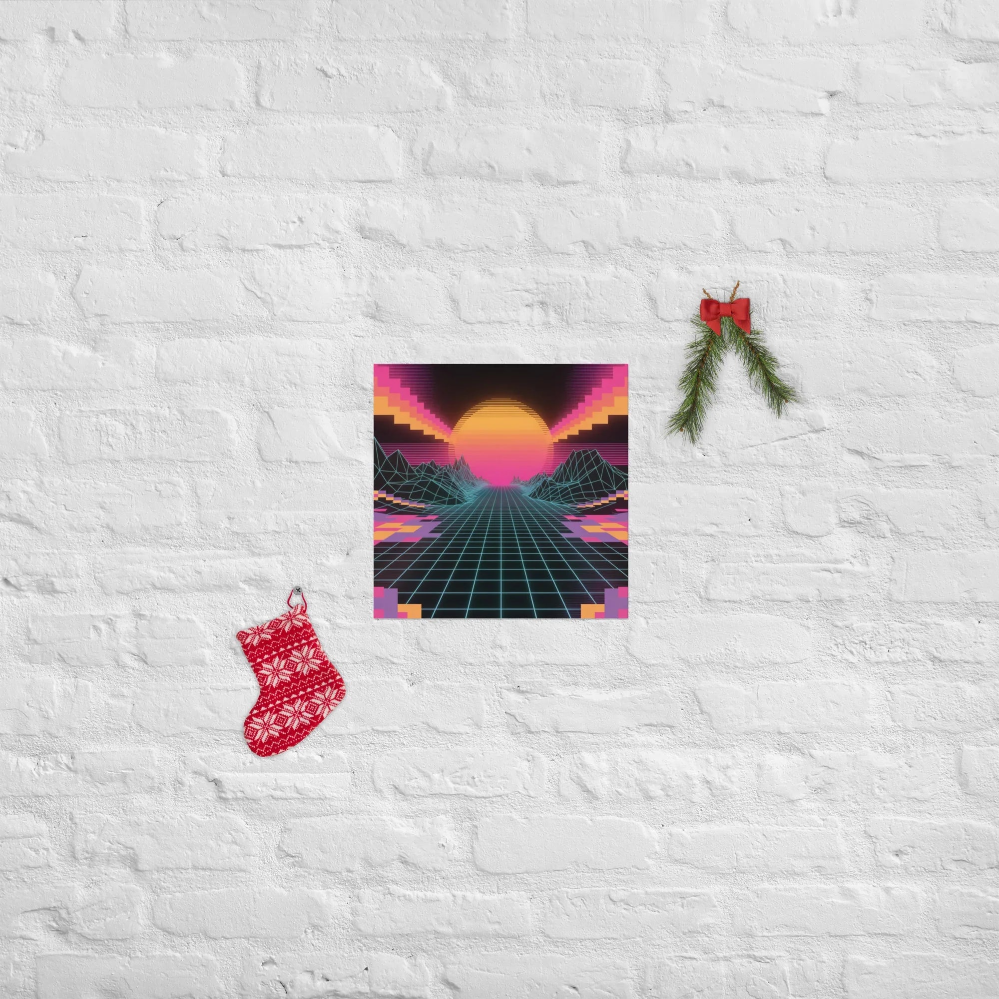 Neon Horizon – Retro Futurism Grid Sunset Gaming Poster - RaZits