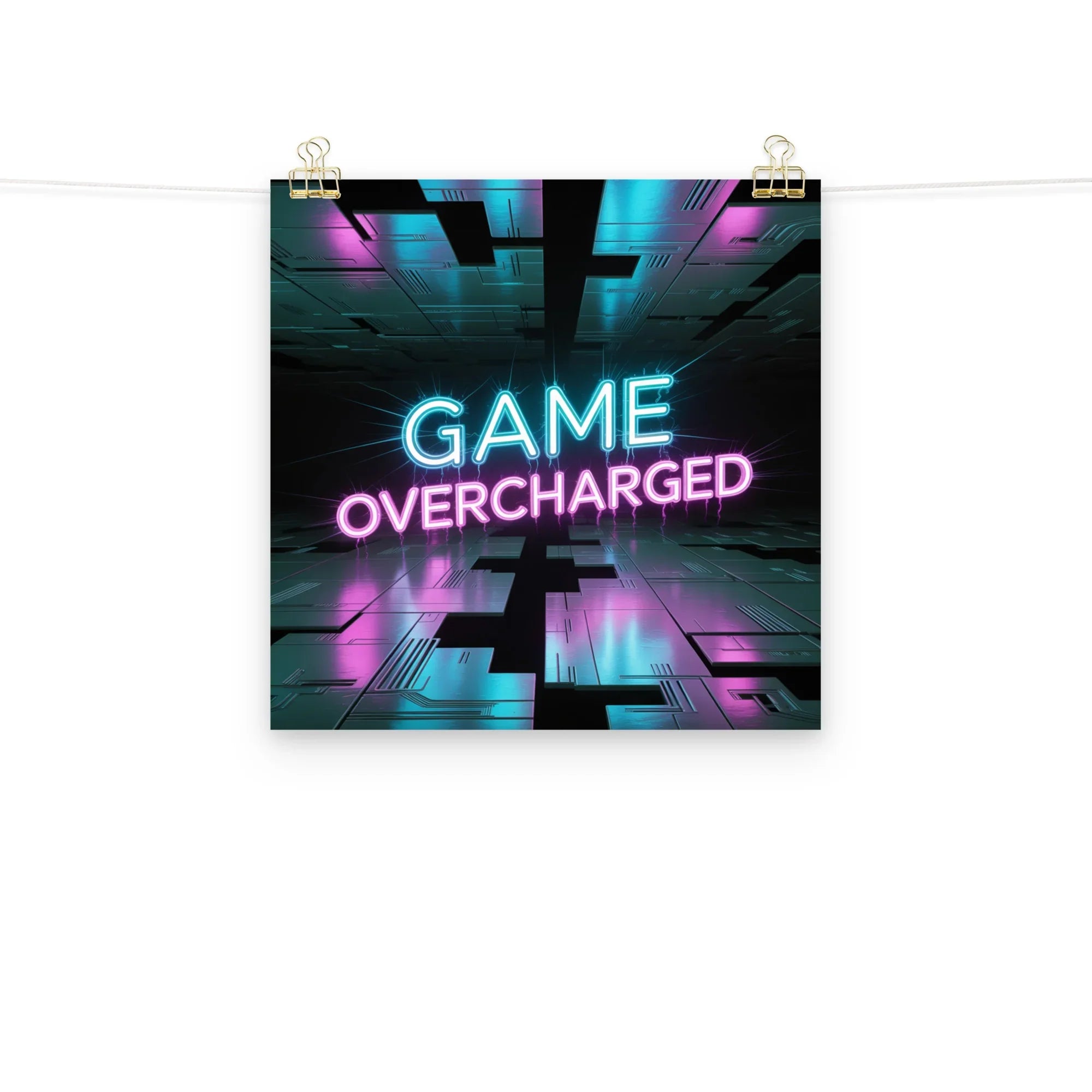 Game Overcharged – Neon Cyberpunk Gamer Art for RGB Esports Rooms - RaZits