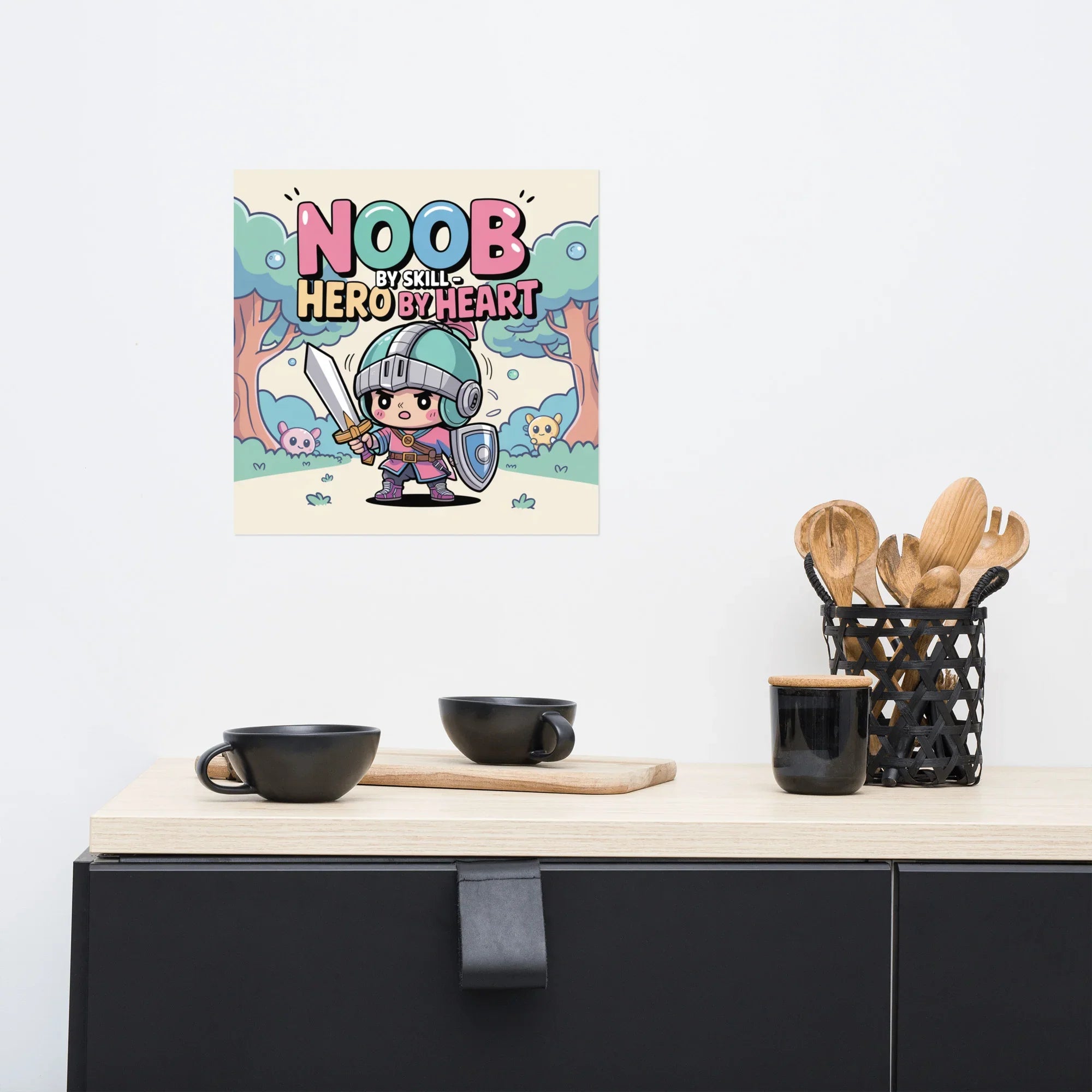 Noob by Skill Poster – Cute Hero Gamer Wall Art - RaZits