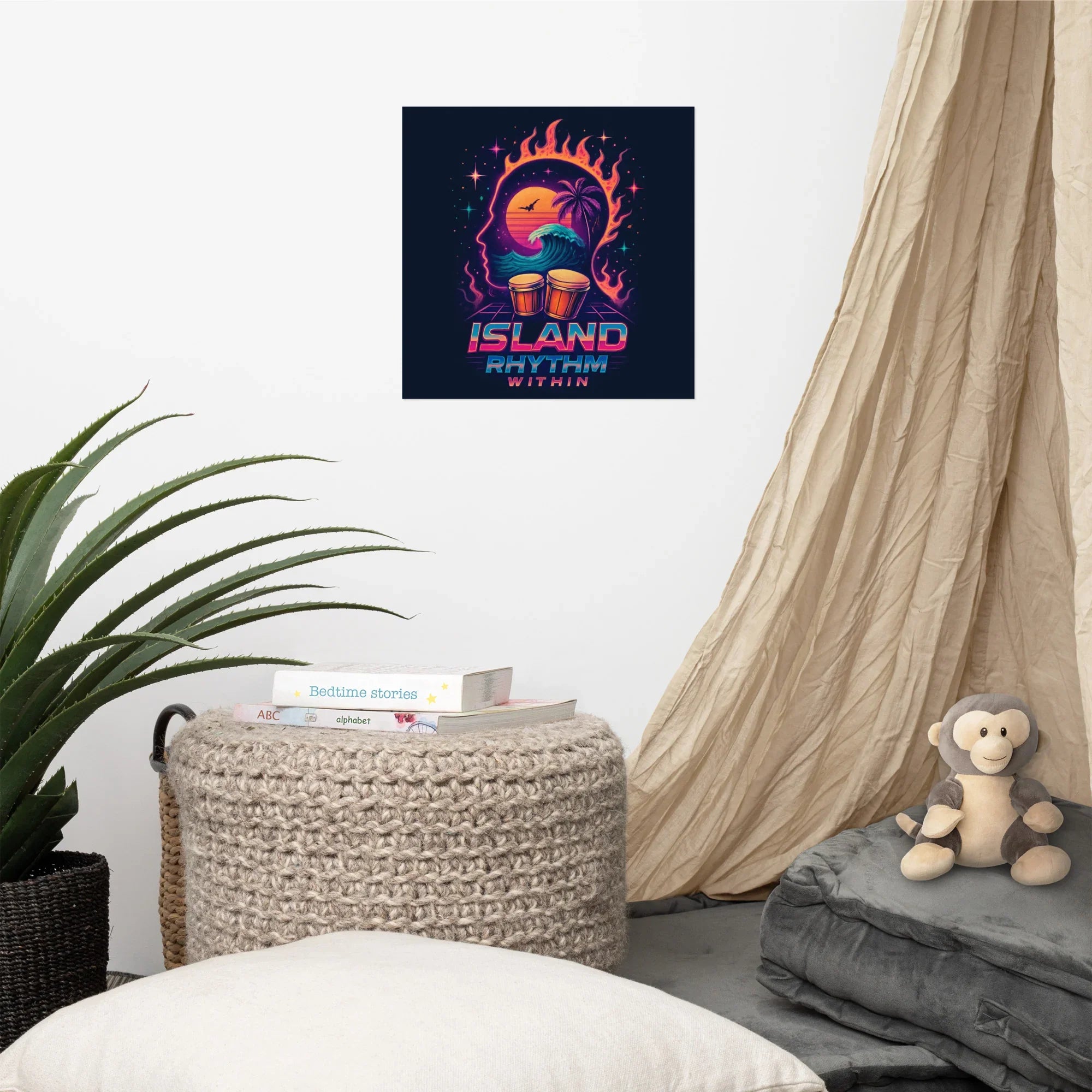 Island Rhythm Within Poster – Retro Beach Drumwave Art - RaZits