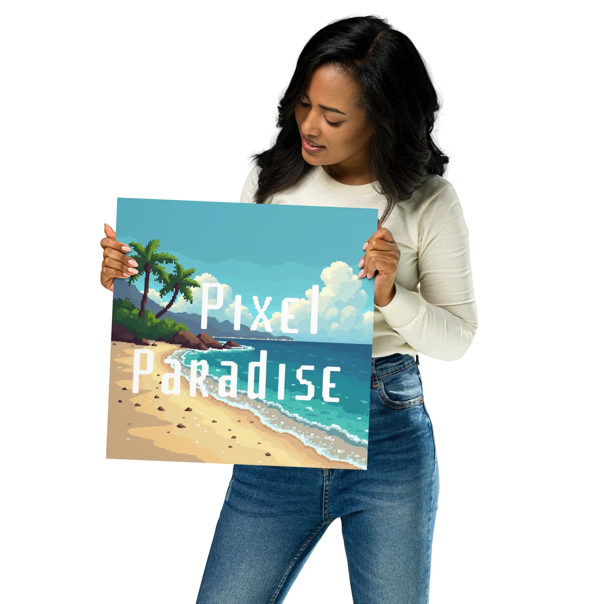Pixel Paradise Poster – Tropical Beach Vibes - RaZits