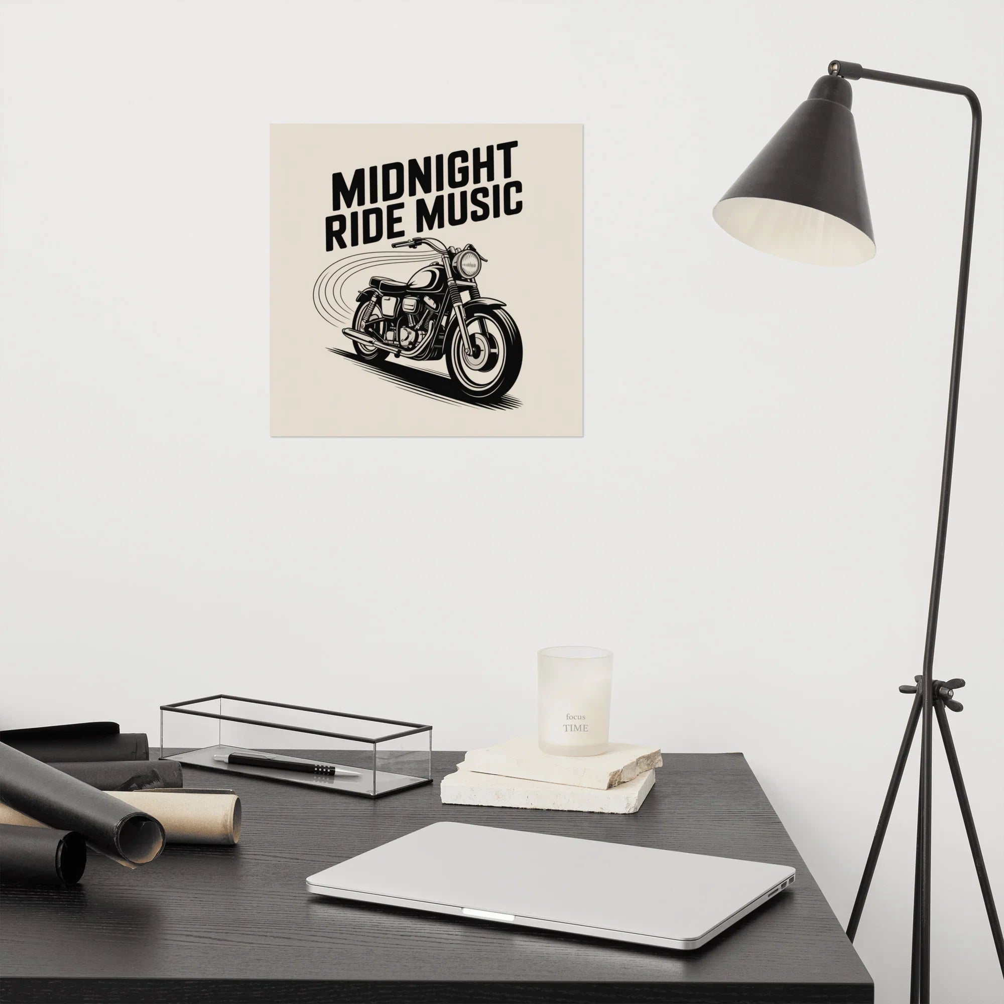 Midnight Ride Music Poster – Vintage Motorcycle Soundwave - RaZits