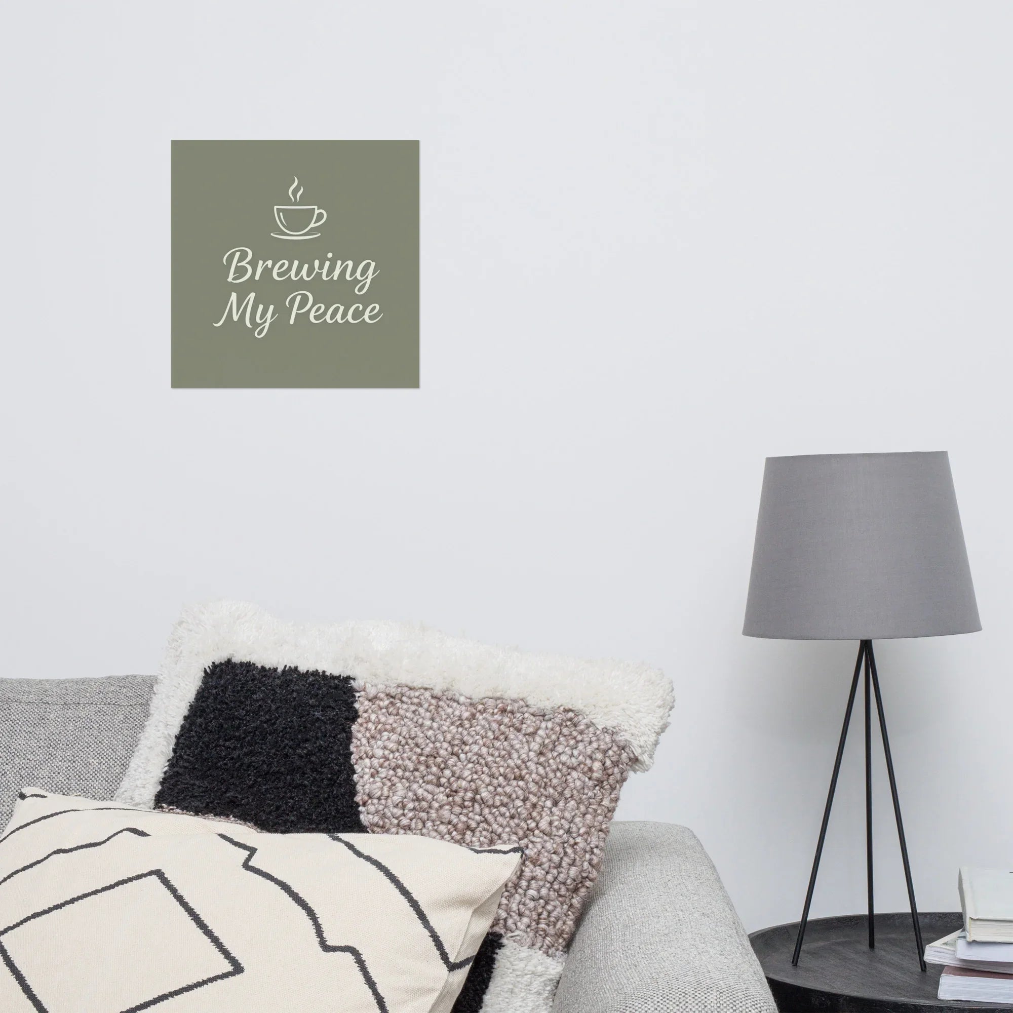 Brewing My Peace Wall Art – Soft Script Coffee Quote - RaZits