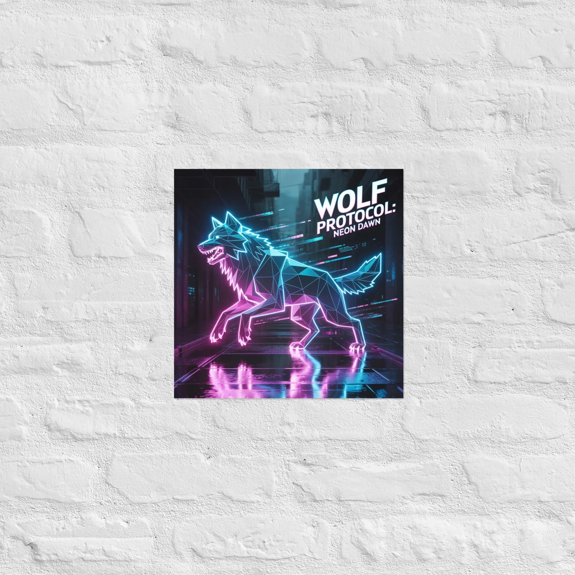 Wolf Protocol: Neon Dawn – Cyberpunk Wolf Art for Futuristic Gamer Decor - RaZits