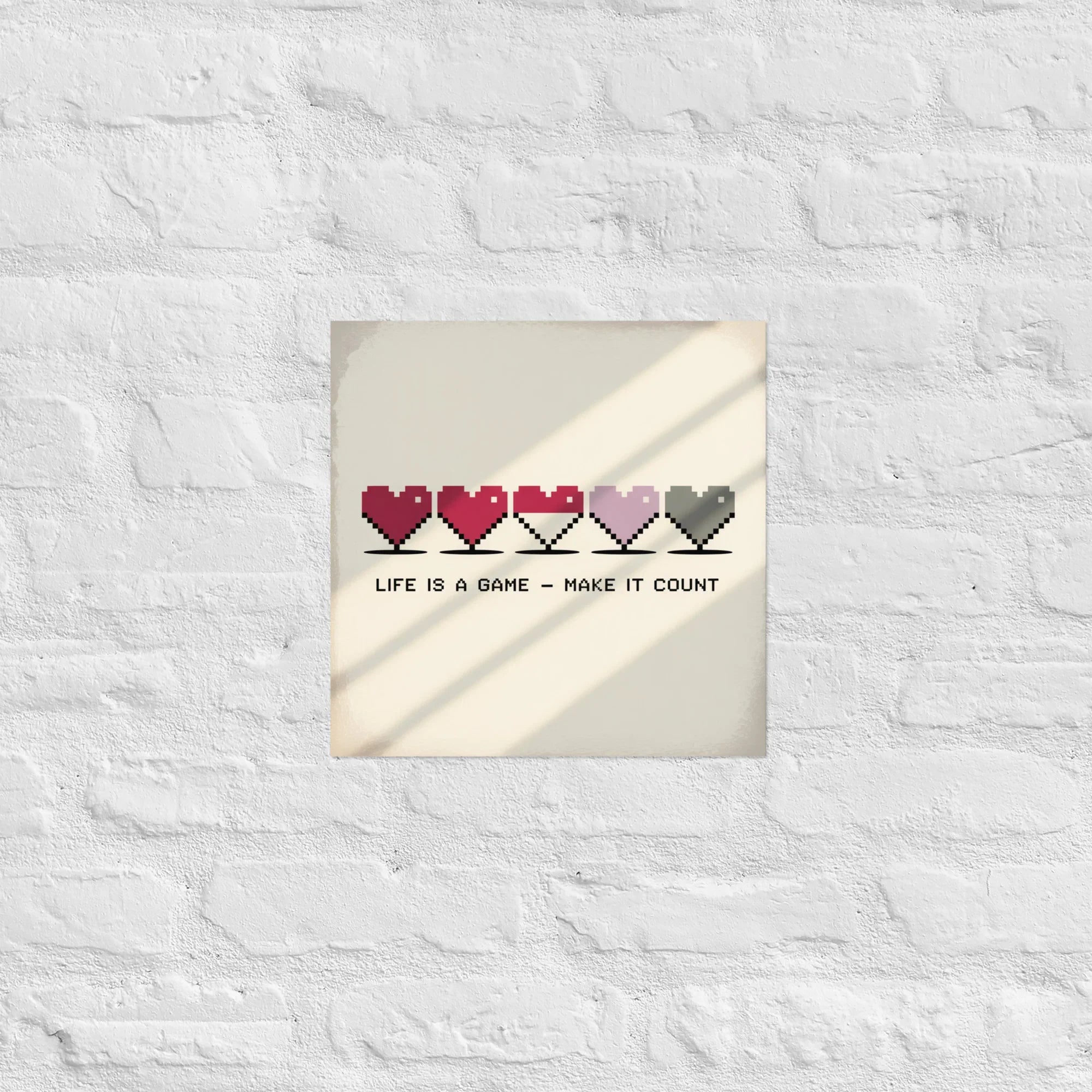 Life is a Game – Pixel Heart Motivational Gamer Wall Art - RaZits