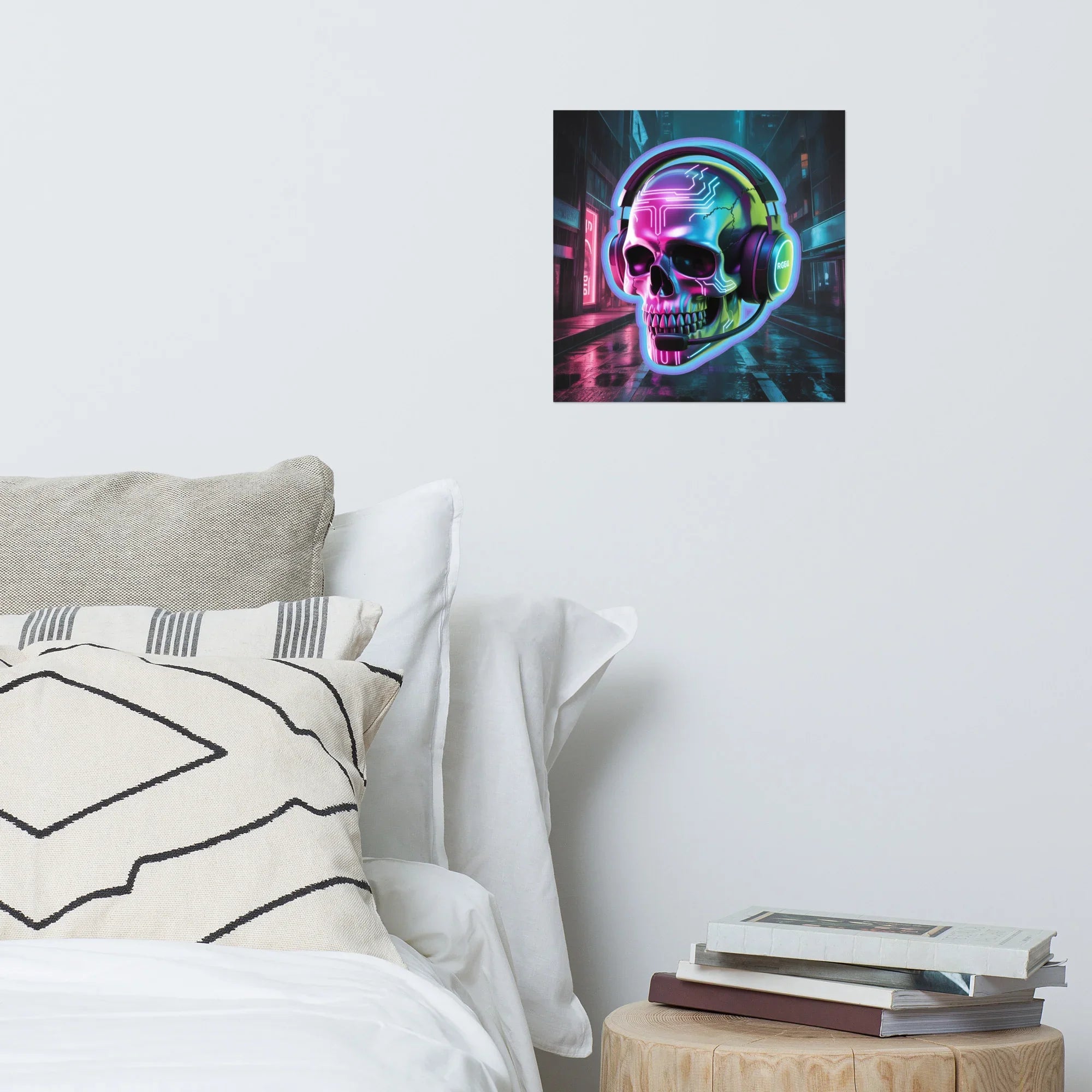 Cyberpunk Skull RGB Gamer Art – Futuristic Neon Wall Decor for Esports Rooms - RaZits