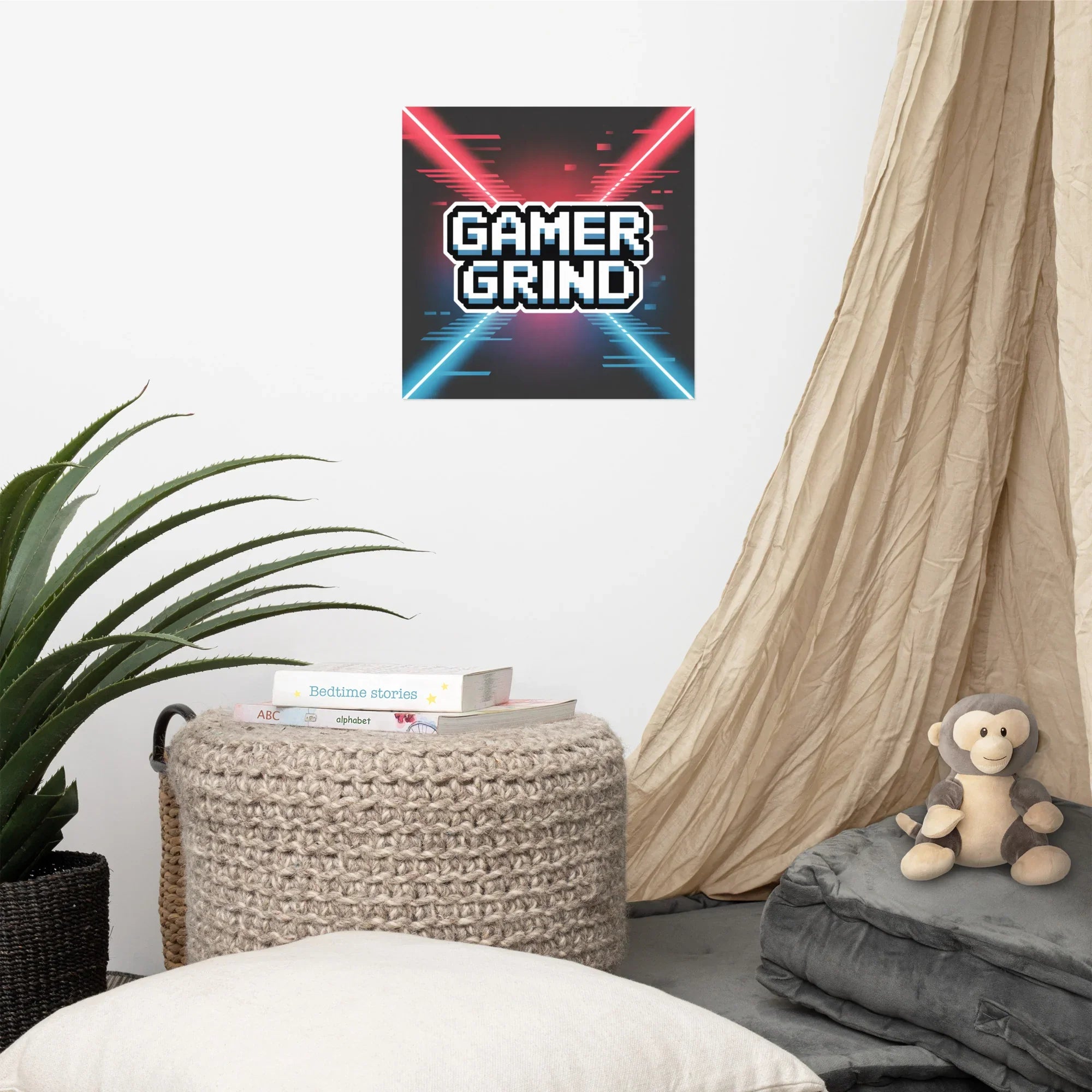 Gamer Grind – Neon Pixel Motivational Gaming Wall Art - RaZits