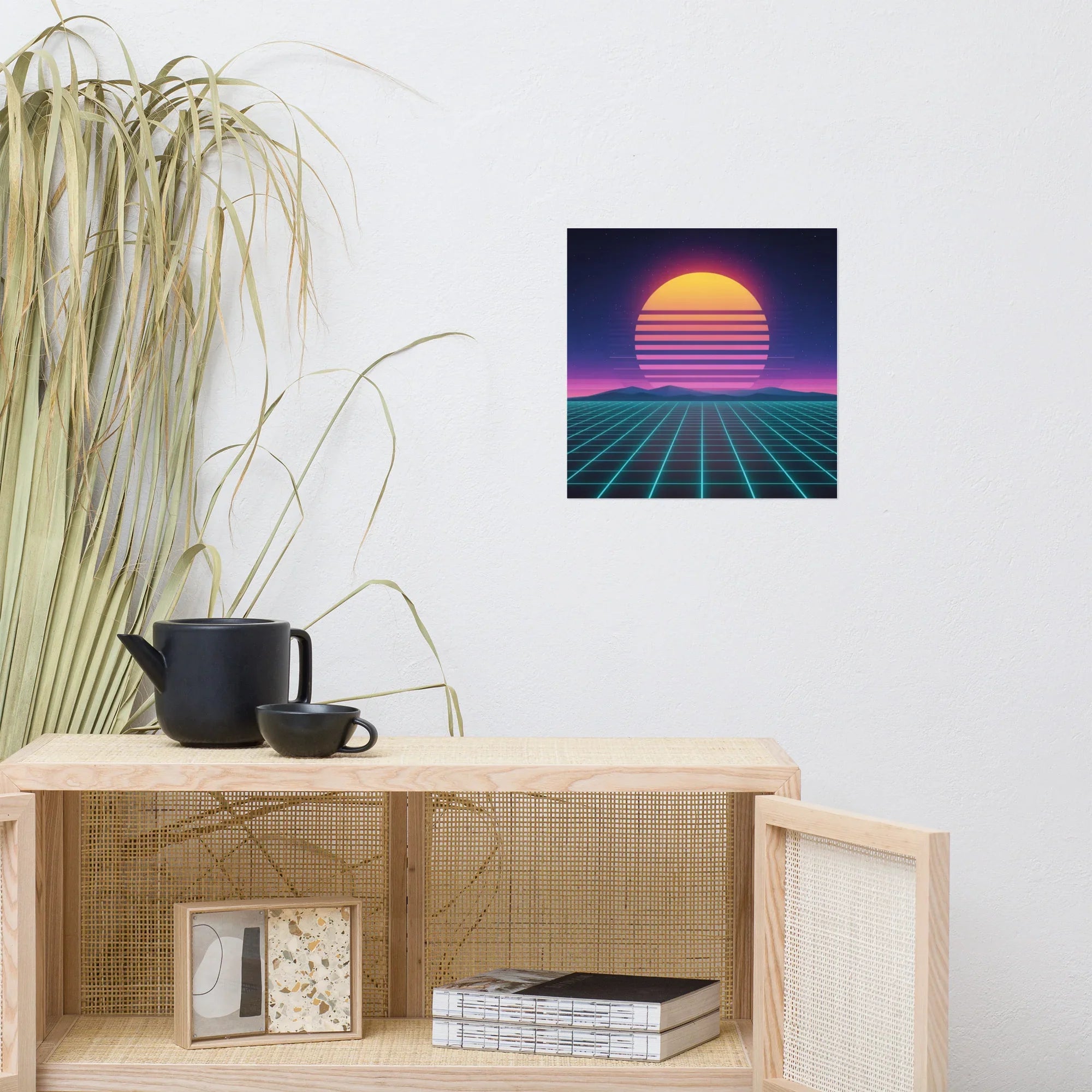 Synthwave Horizon – Retro Futuristic Neon Sunset Wall Art - RaZits