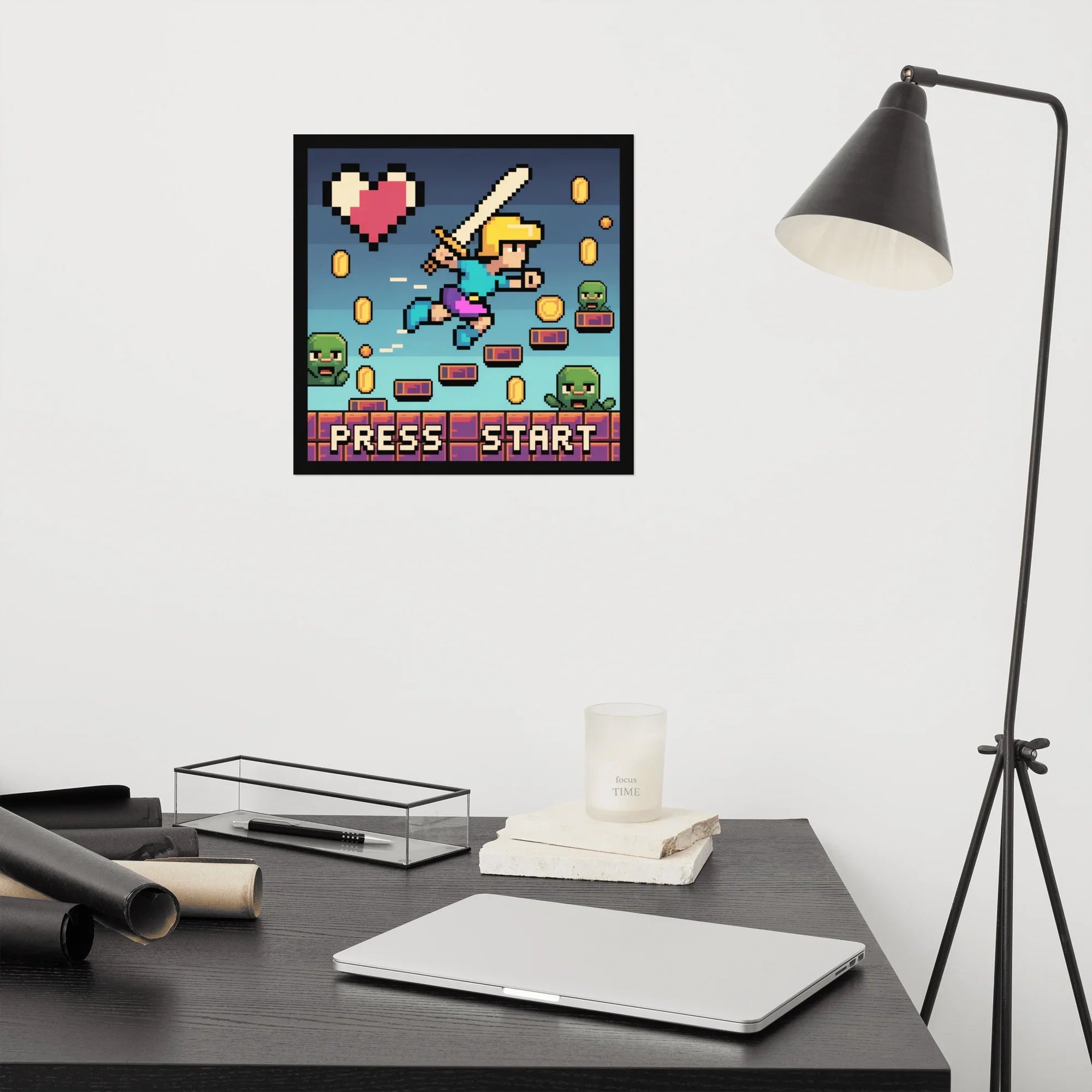 Pixel Art Poster – Press Start 8-Bit Retro Gaming Wall Art for Nostalgic Players - RaZits