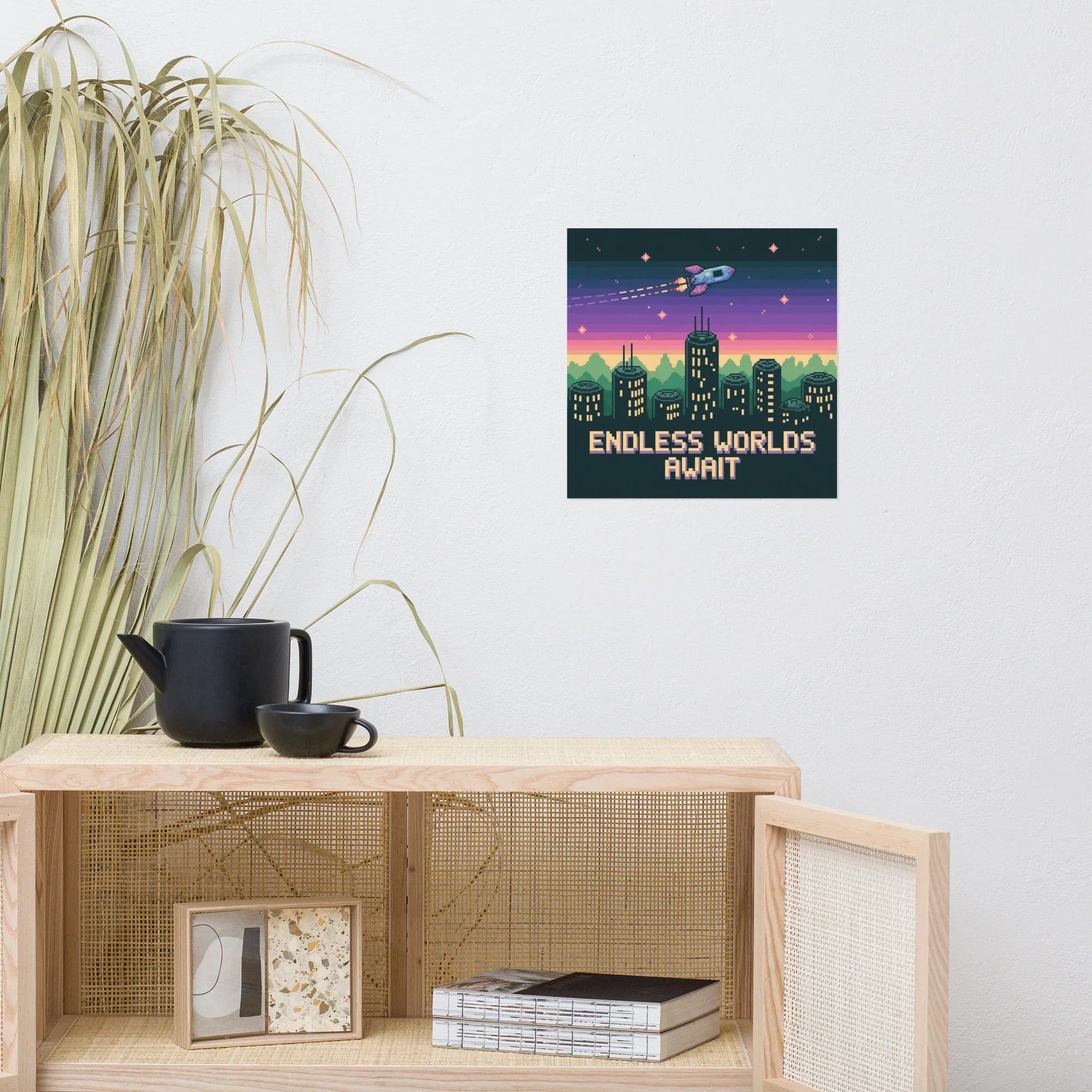 Endless Worlds Await – Pixel Art Space Poster - RaZits
