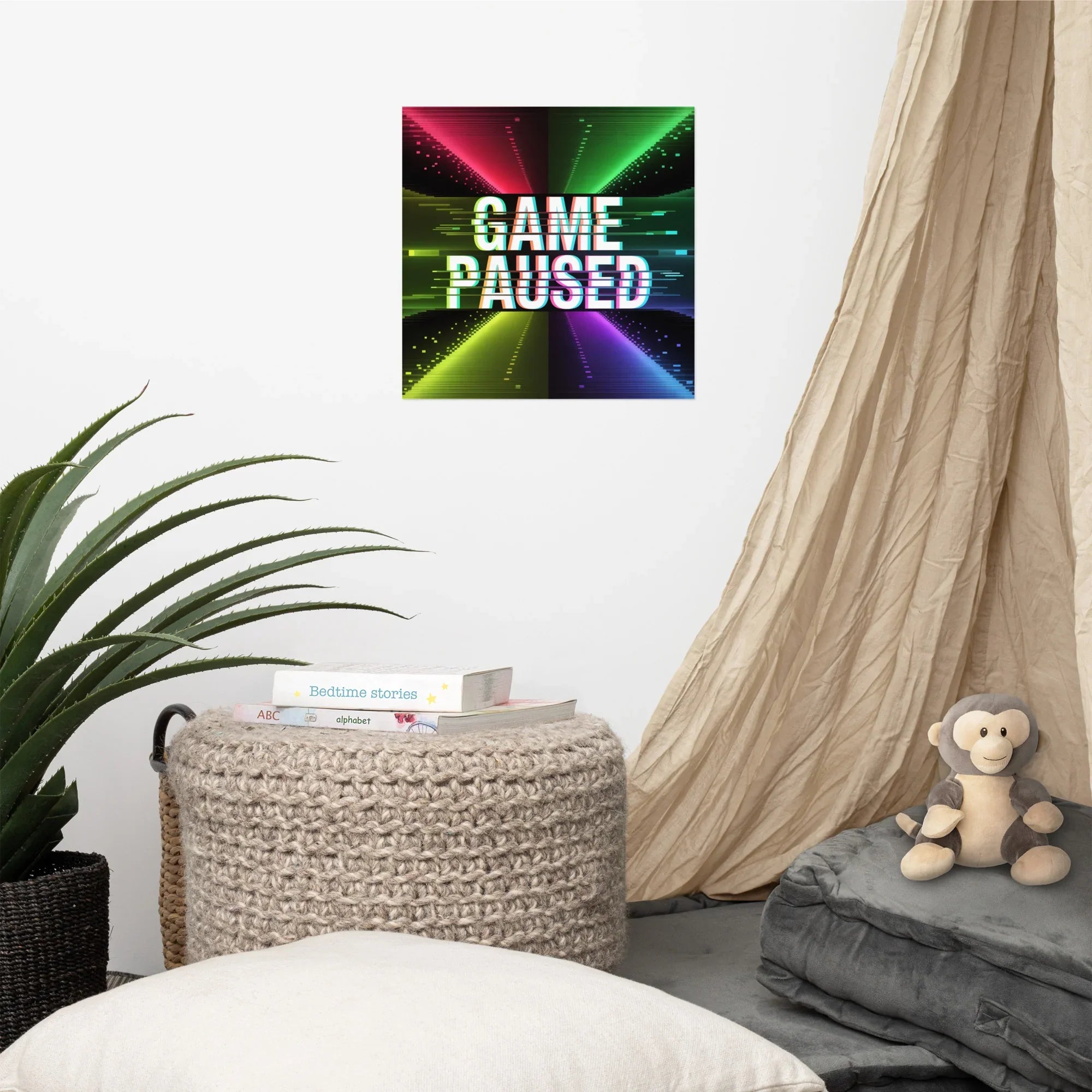 Game Paused – Glitch Effect Retro Gaming Wall Art - RaZits