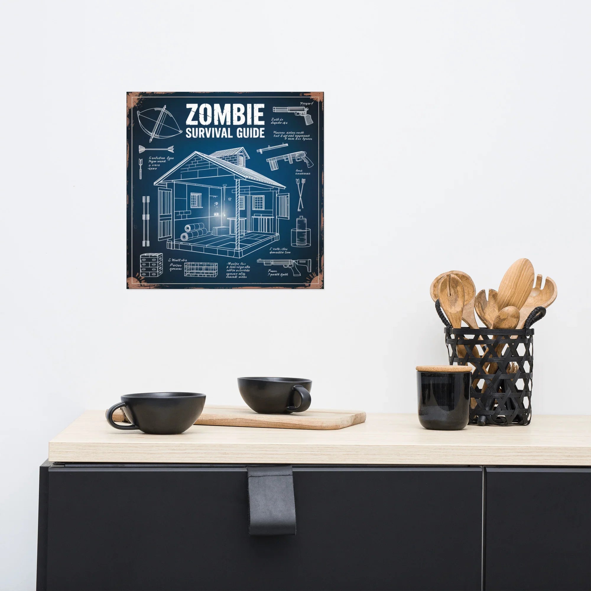 Zombie Survival Guide Blueprint – Tactical Gamer Wall Art - RaZits
