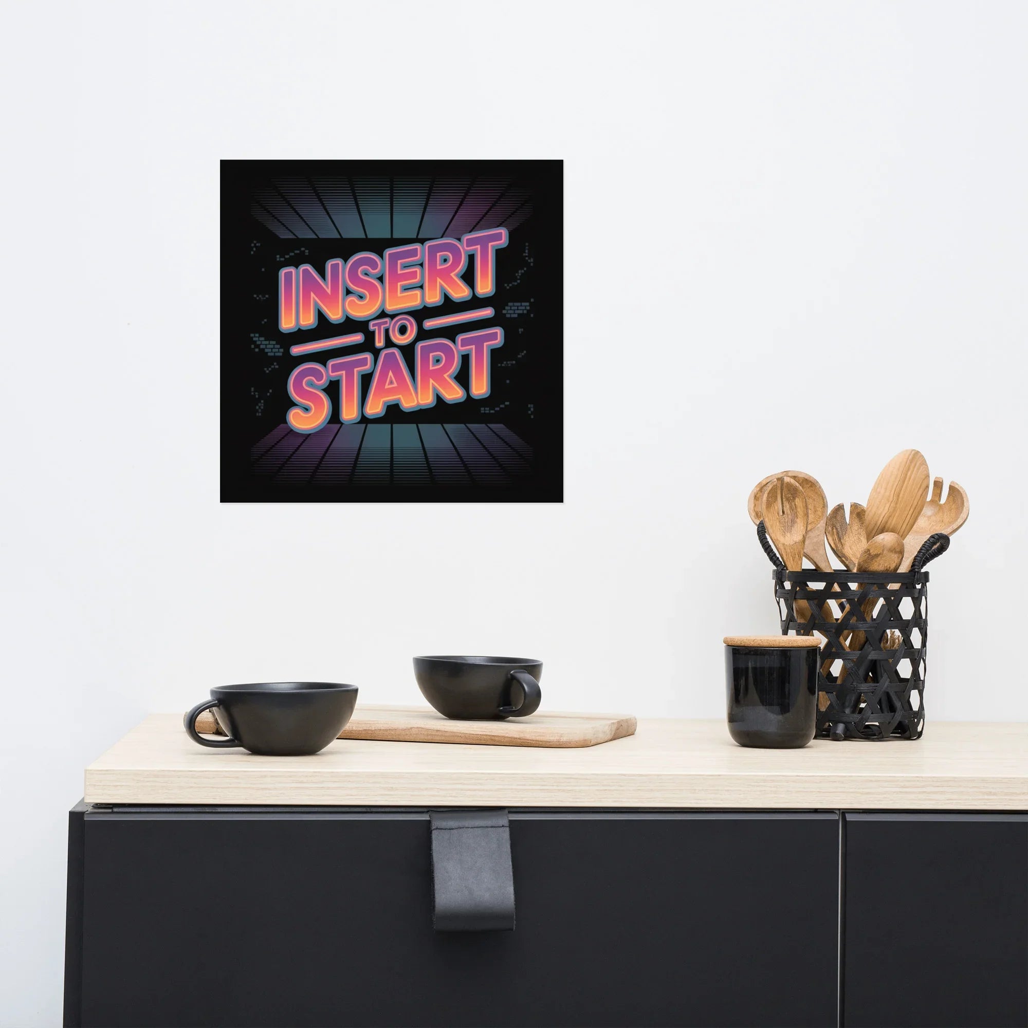 Insert to Start – Retro Neon Arcade Poster - RaZits
