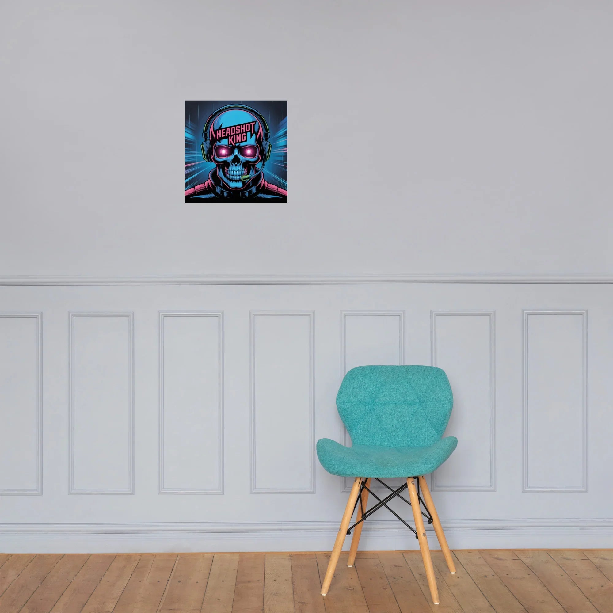 Headshot King – Cyberpunk Gamer Art for Futuristic Esports Room Decor - RaZits