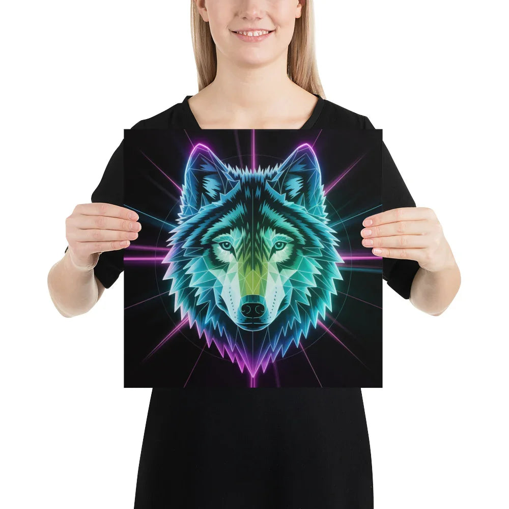 Neon Wolf Poster – Cyberpunk Gaming Wall Art - RaZits