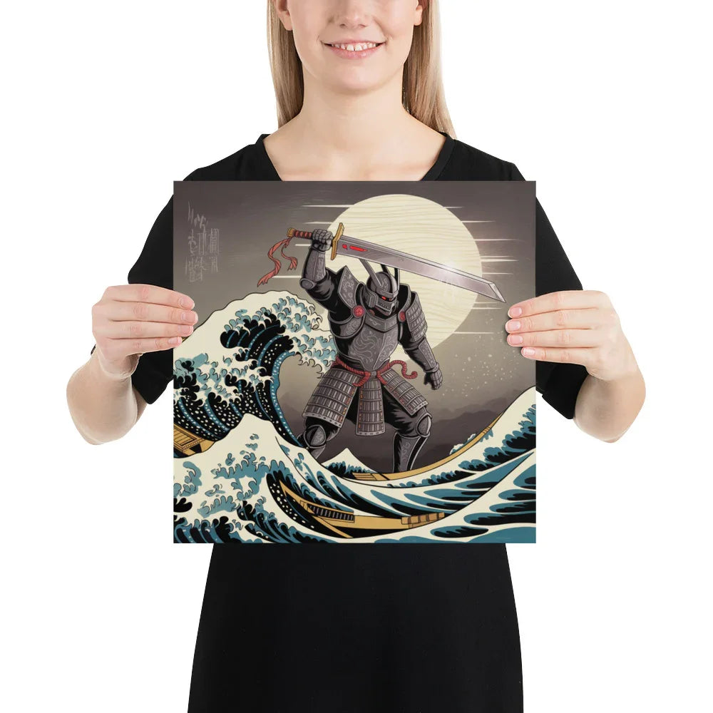 Cyber Samurai Wall Art – Katana Artwork Inspired by Japanese Wave & Mythology - RaZits