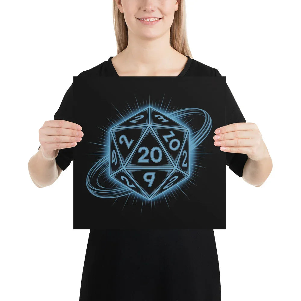 D20 Neon Dice Glow – Tabletop RPG Wall Art for Gaming Rooms - RaZits