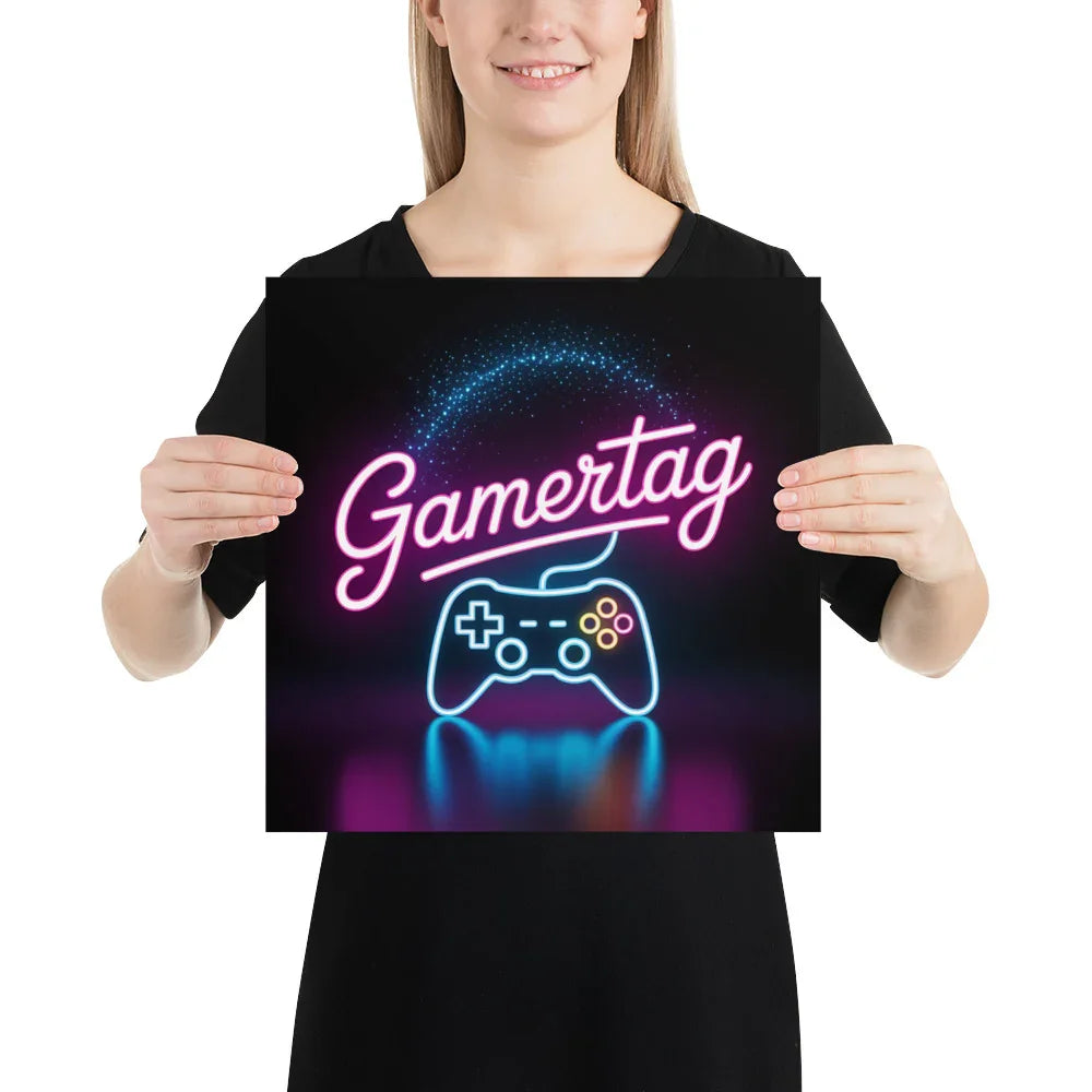 Gamertag Neon Gaming Wall Art – Personalized Gamer Room Aesthetic - RaZits