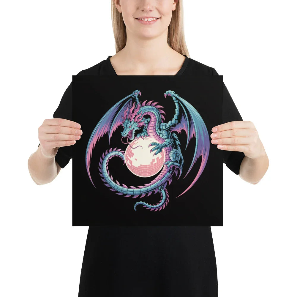 Cyber Dragon – Neon Pixel Fantasy Gaming Poster - RaZits