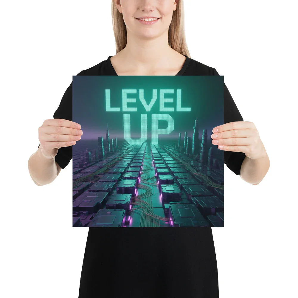 Level Up – Cyber Futuristic Wall Art for Gamers & Tech Lovers - RaZits