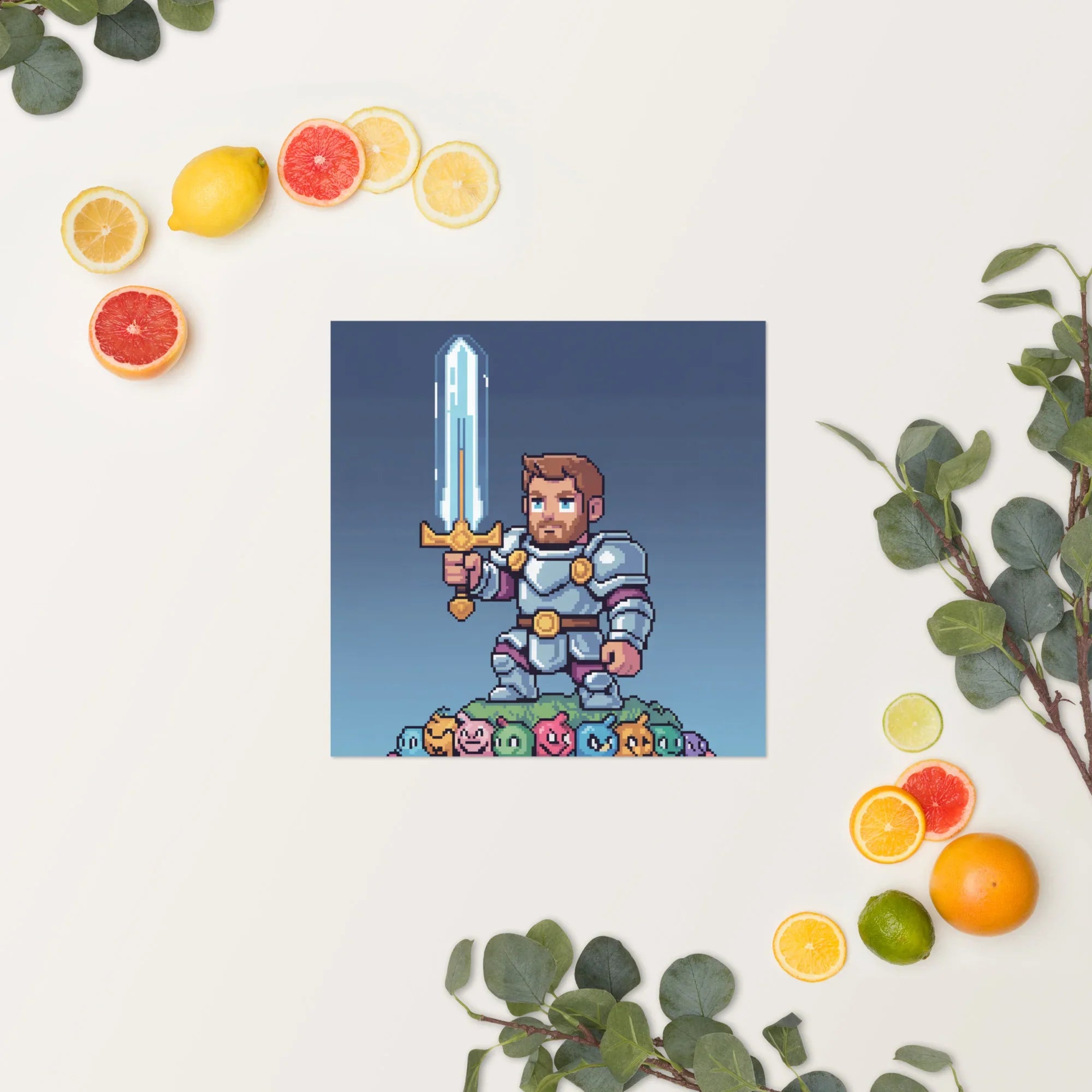 Pixel Knight – Fantasy Gaming Poster in Retro Pixel Art Style for Gamer Wall Decor - RaZits