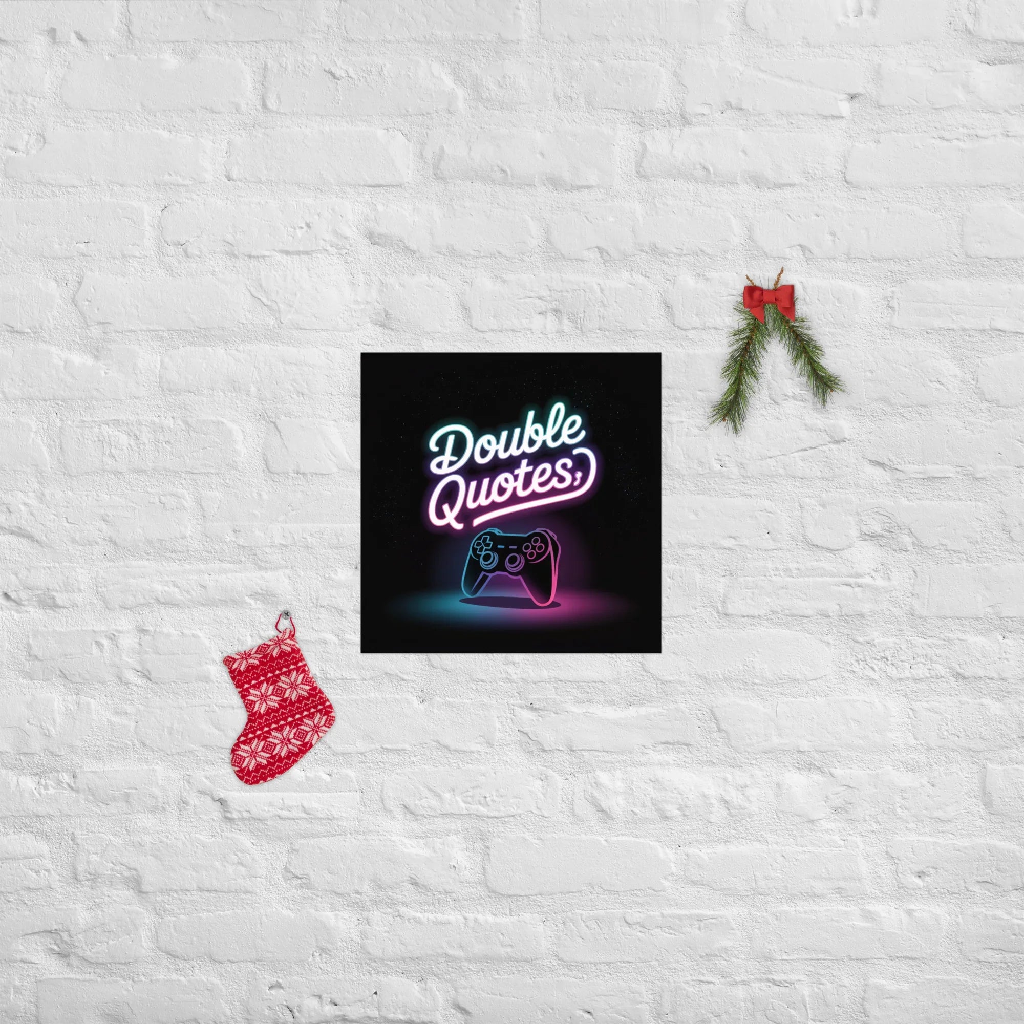 Double Quotes – Neon Gaming Controller Poster - RaZits