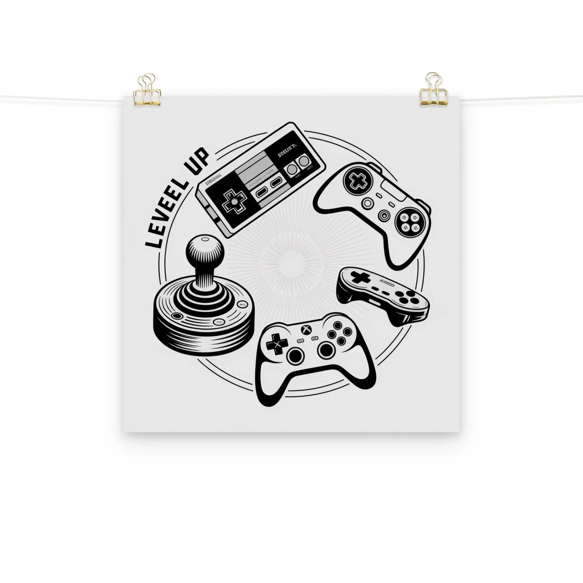 Level Up – Retro Gaming Controller Evolution Wall Art - RaZits