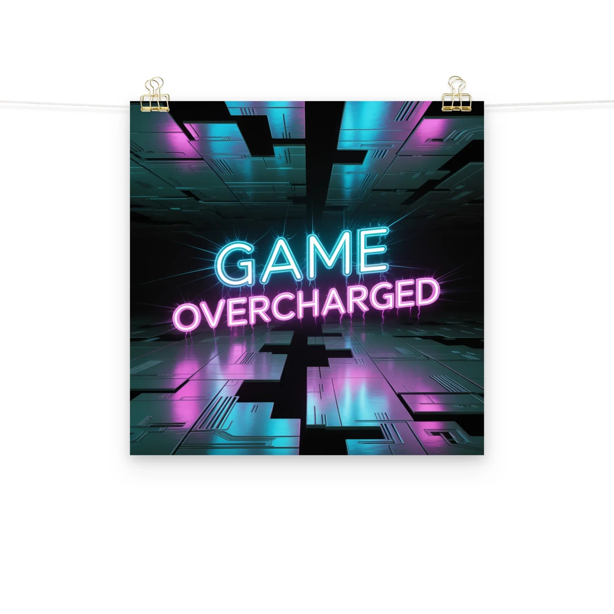 Game Overcharged – Neon Cyberpunk Gamer Art for RGB Esports Rooms - RaZits