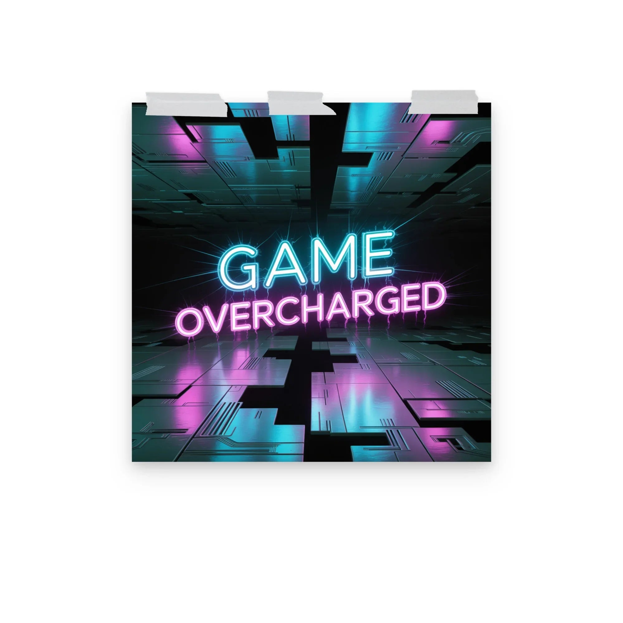 Game Overcharged – Neon Cyberpunk Gamer Art for RGB Esports Rooms - RaZits