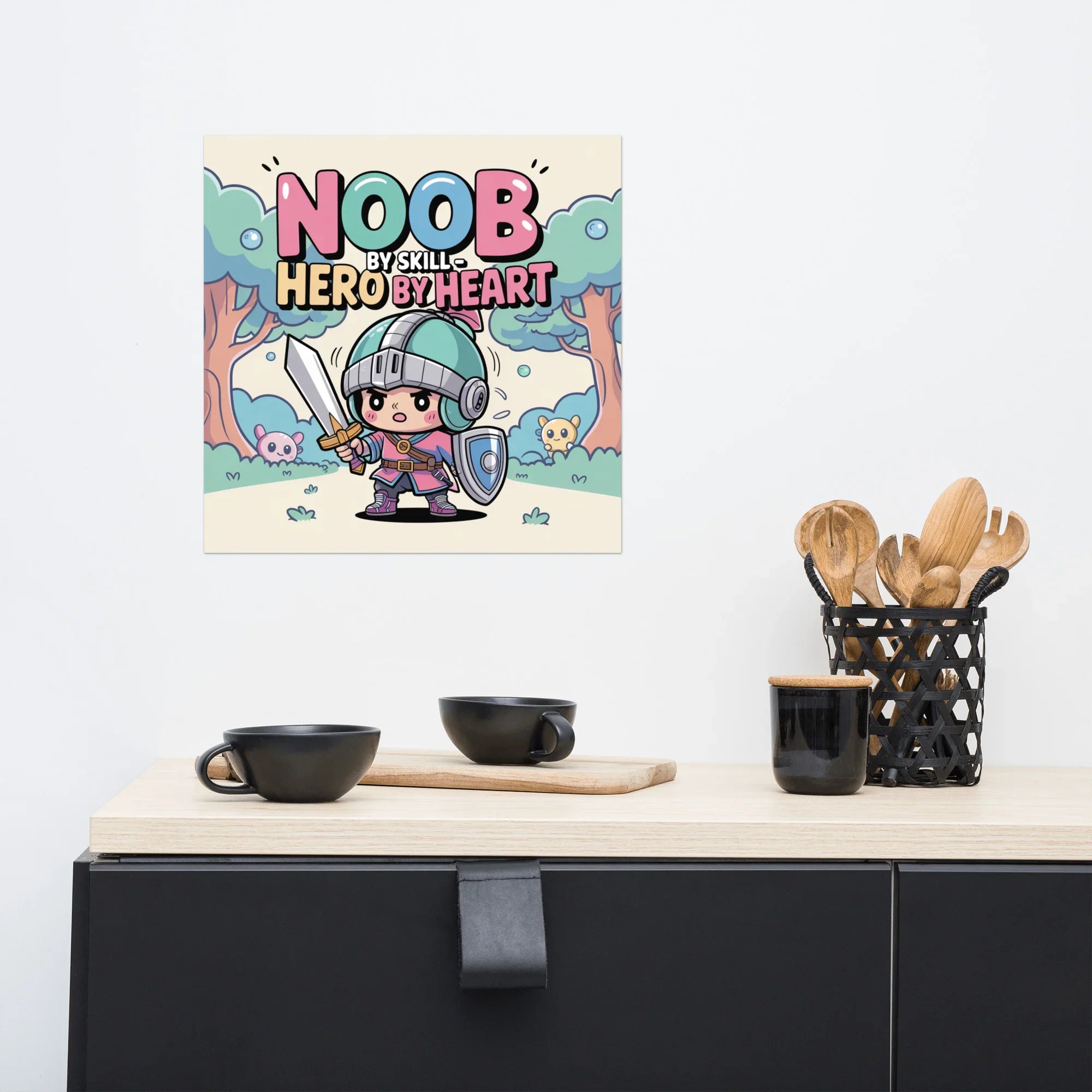 Noob by Skill Poster – Cute Hero Gamer Wall Art - RaZits