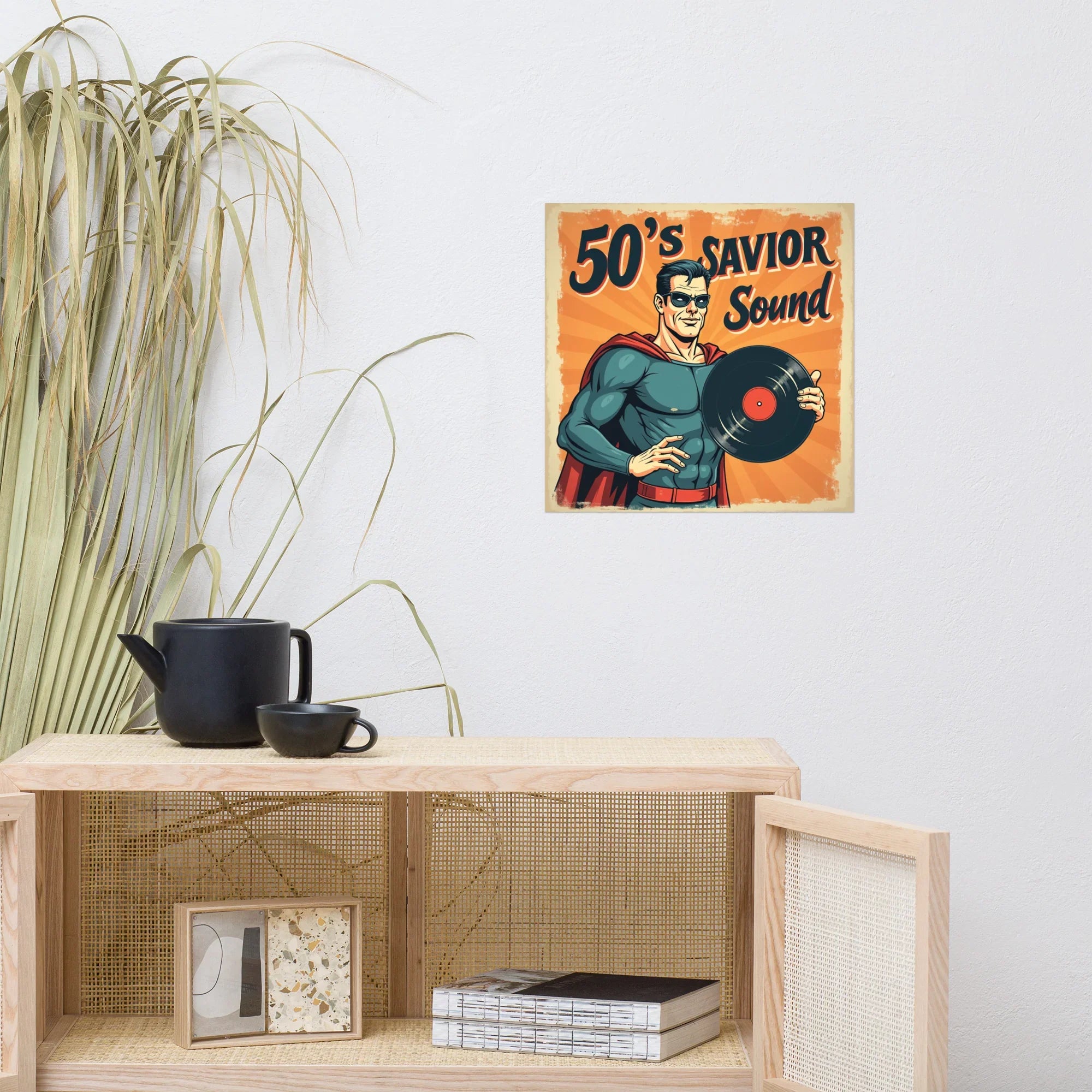 50s Savior Sound Poster – Retro Superhero Vinyl Vibe - RaZits