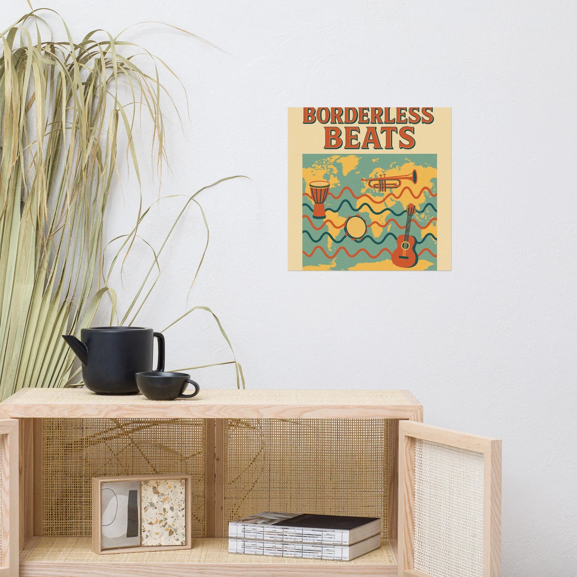 Borderless Beats Poster – World Music Travel Vibe Art - RaZits