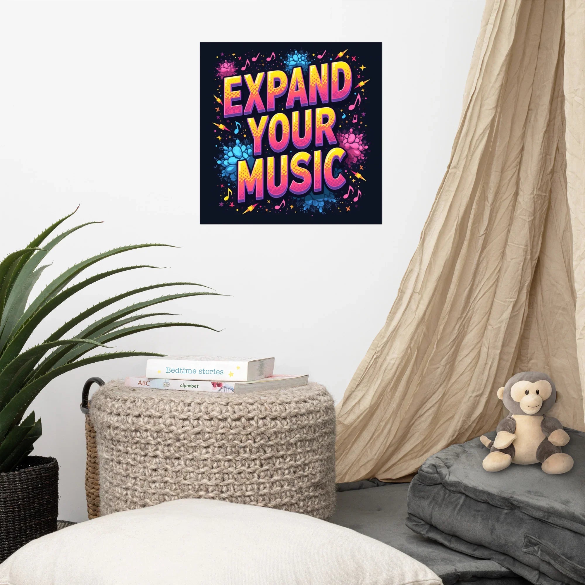 Expand Your Music Poster – Bold Neon Typography - RaZits