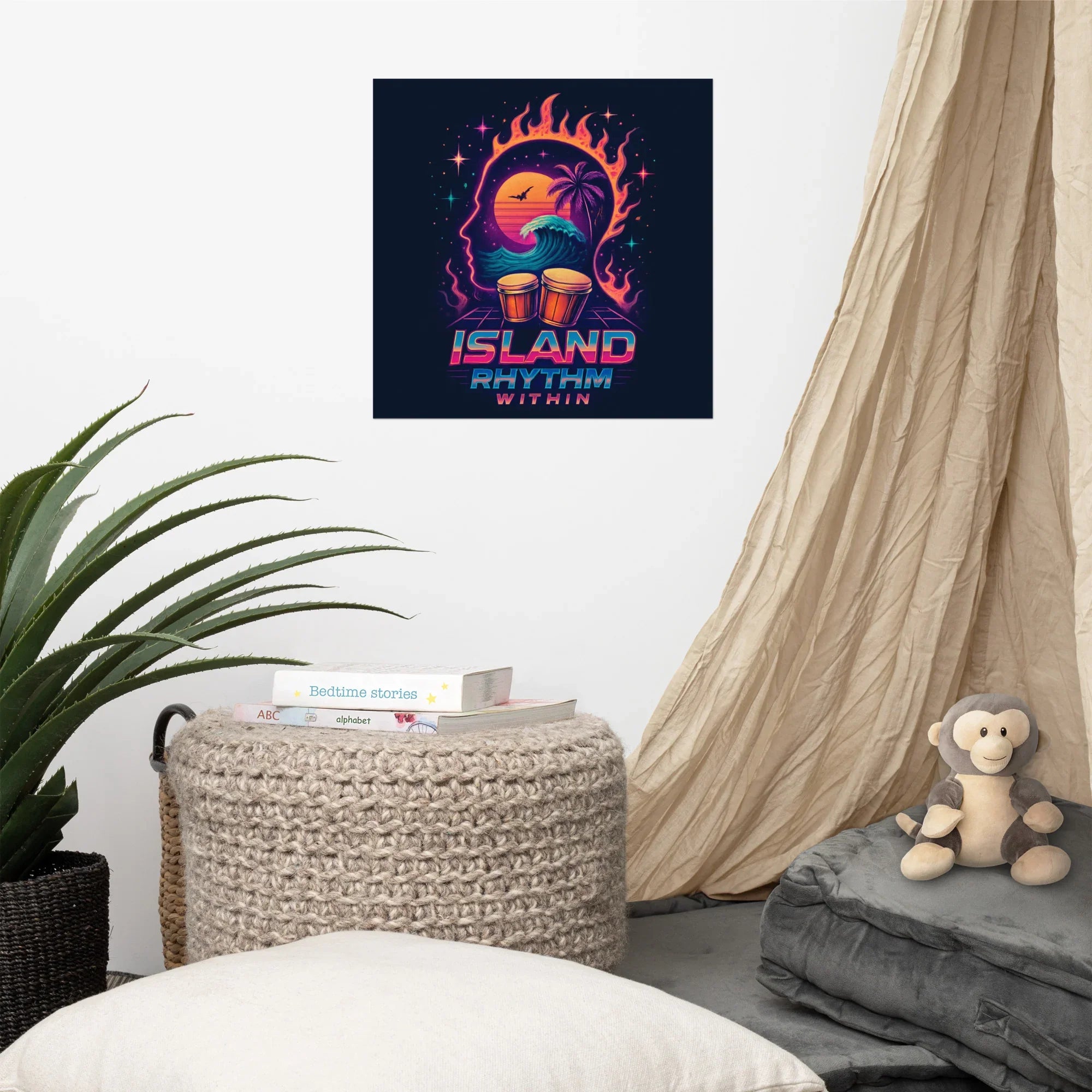 Island Rhythm Within Poster – Retro Beach Drumwave Art - RaZits