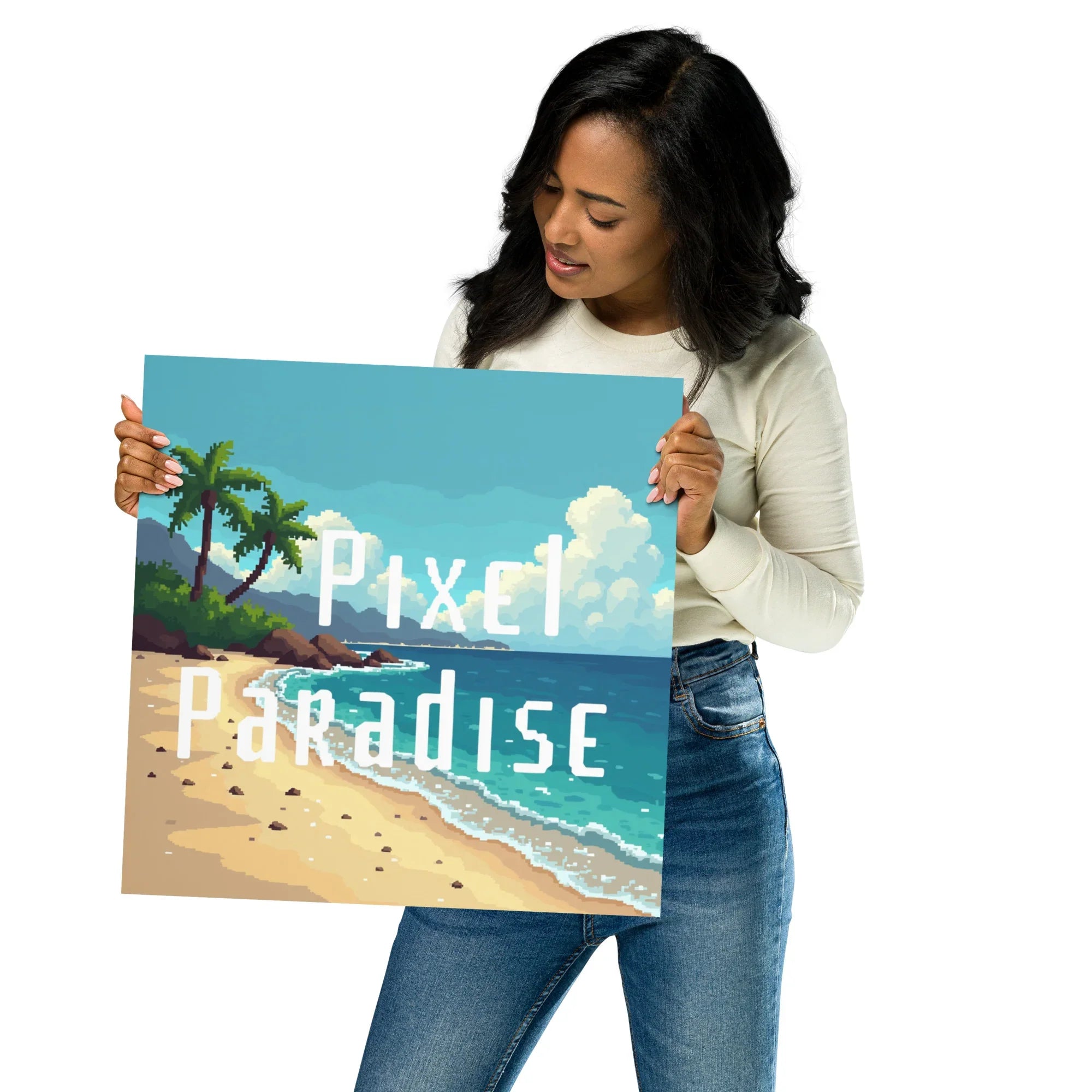 Pixel Paradise Poster – Tropical Beach Vibes - RaZits
