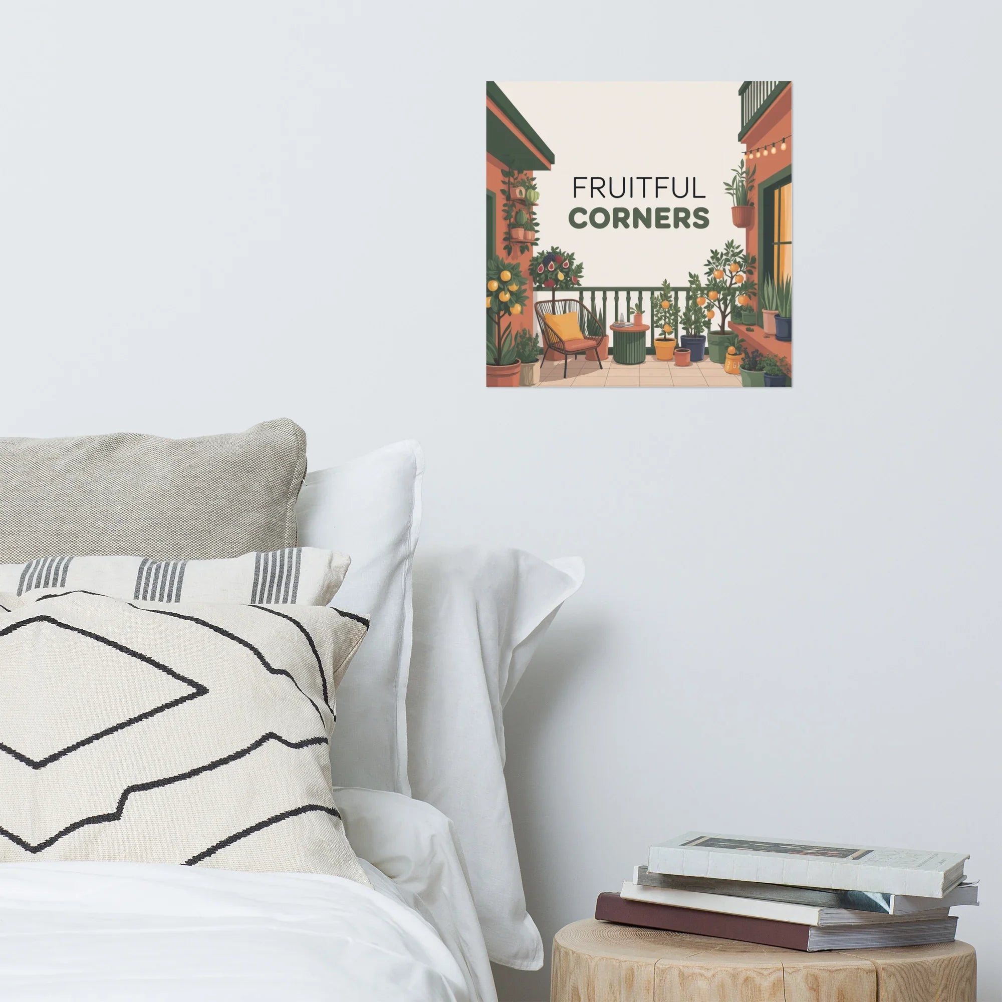 Fruitful Balcony Art Print – Citrus Garden on the Terrace Poster - RaZits