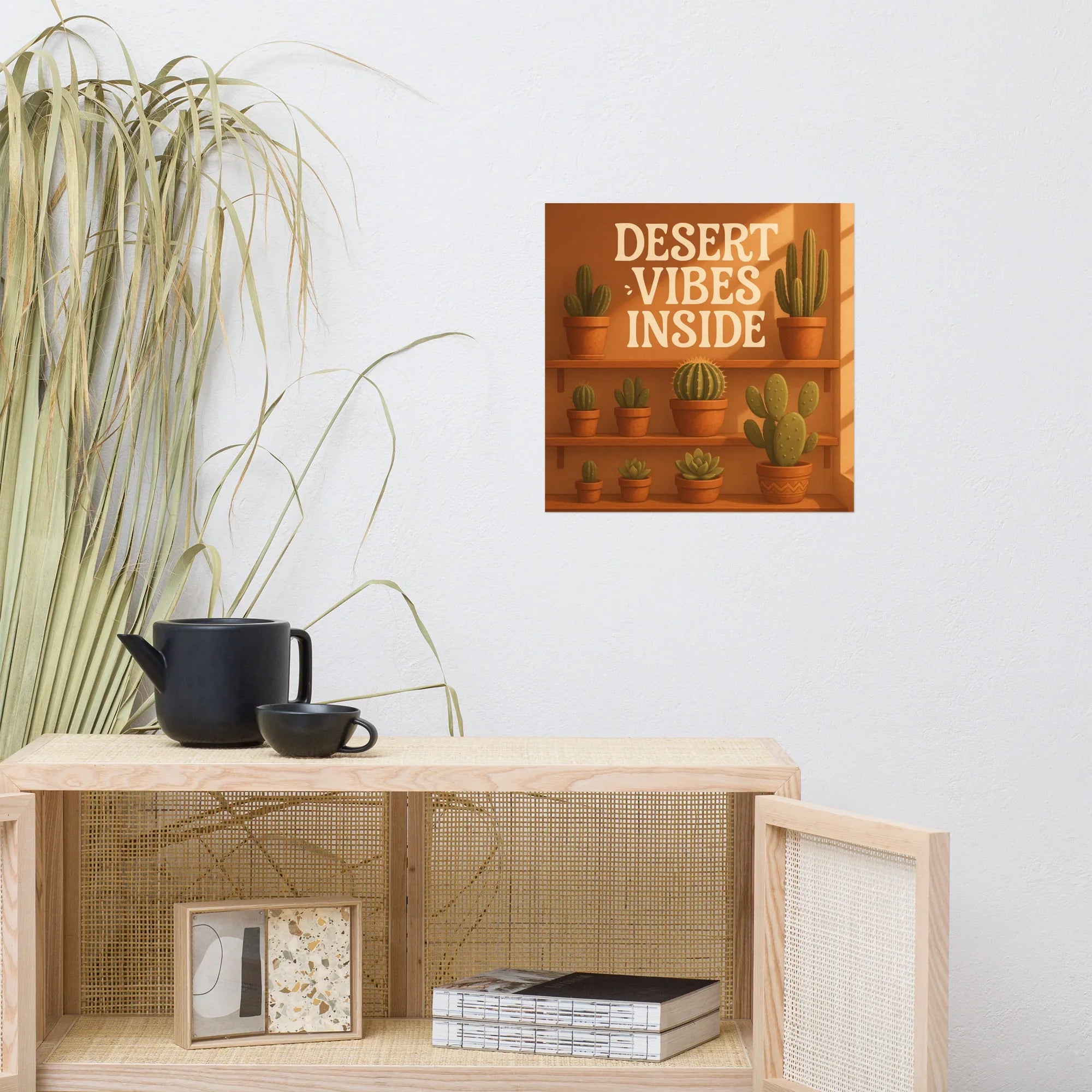 Cactus Shelf Art Print – Desert Vibes Indoor Succulent Illustration - RaZits