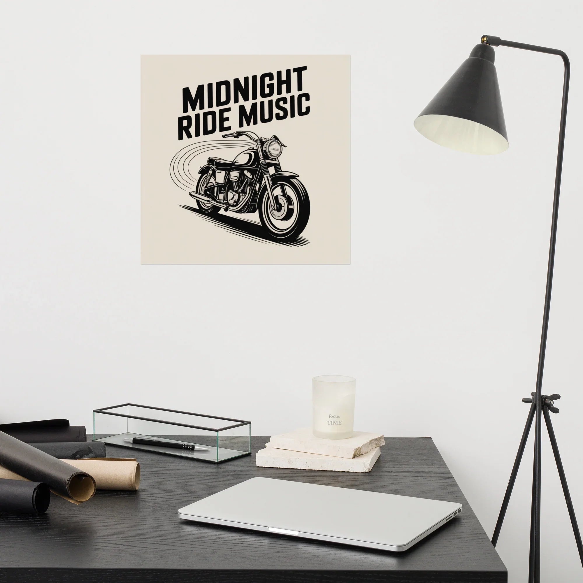 Midnight Ride Music Poster – Vintage Motorcycle Soundwave - RaZits