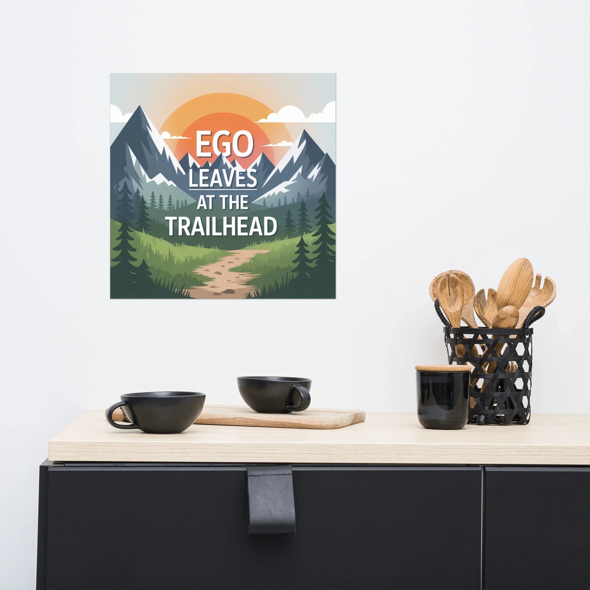Ego Leaves at the Trailhead – Mountain Minimalist Print - RaZits