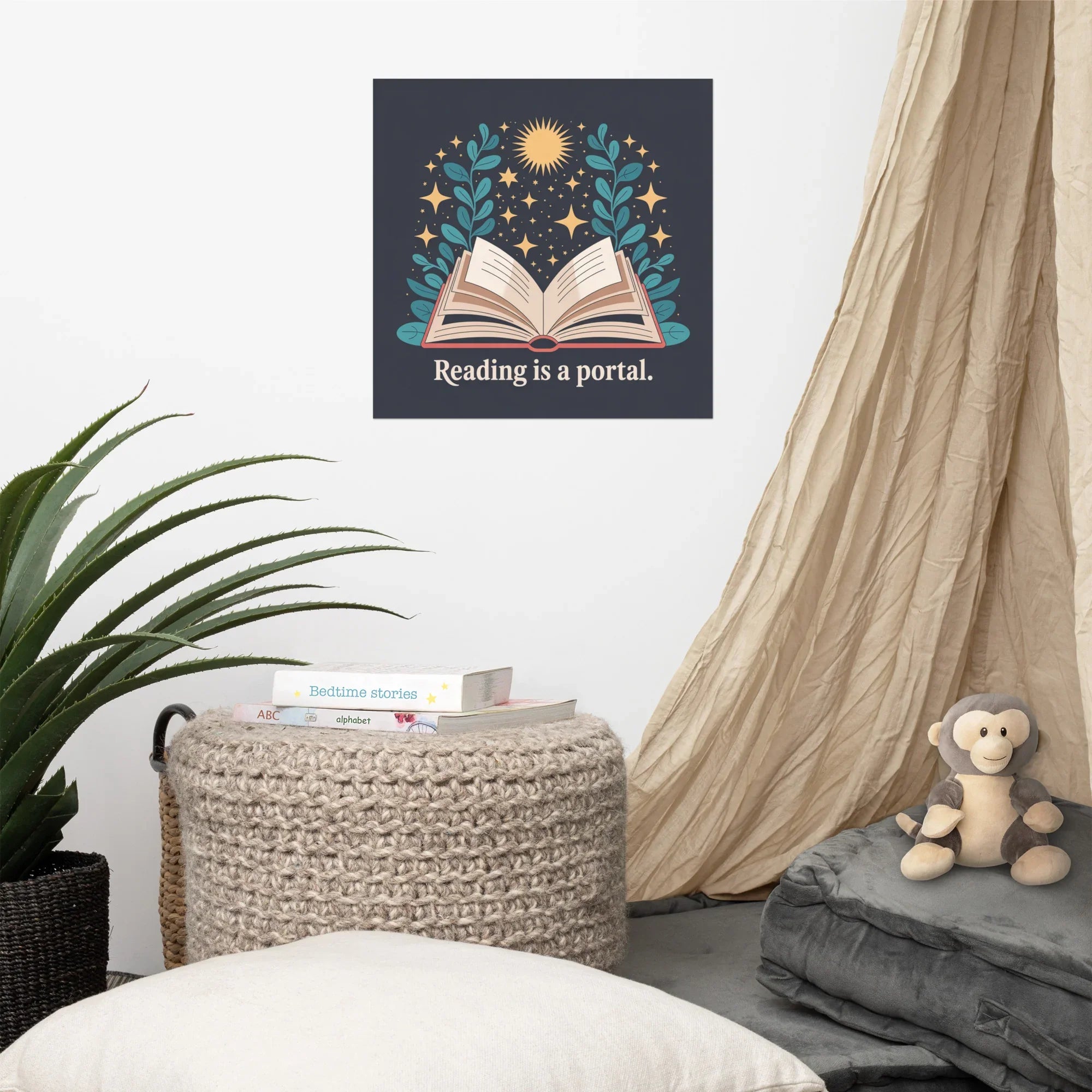 Reading Is a Portal Poster – Celestial Book Art Print - RaZits