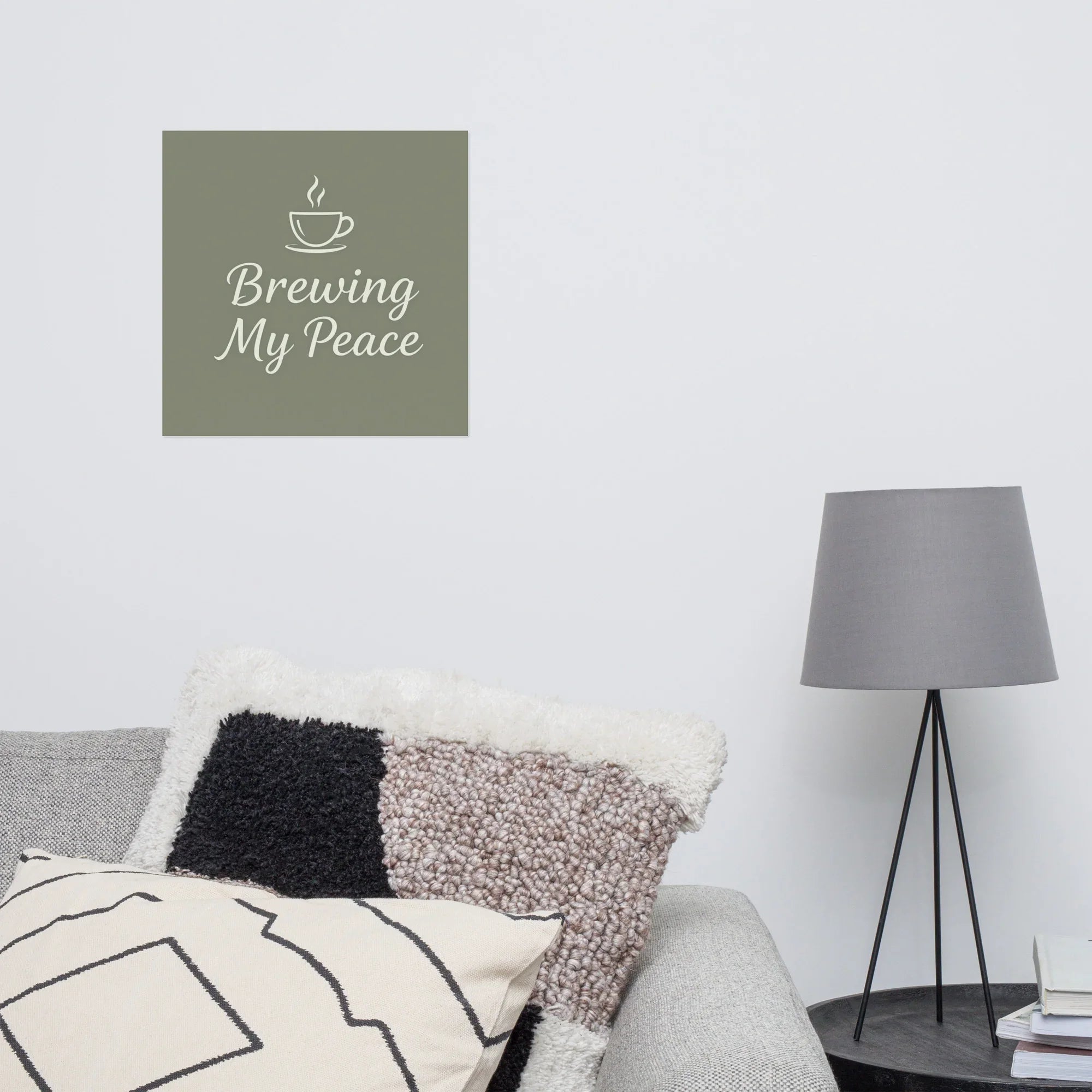 Brewing My Peace Wall Art – Soft Script Coffee Quote - RaZits