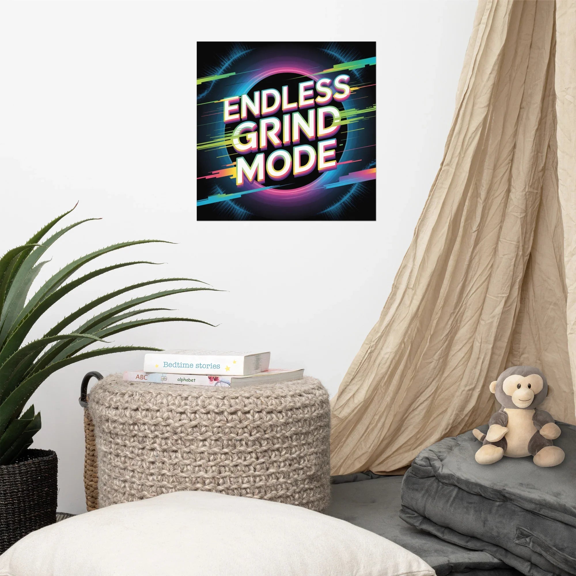 Endless Grind Mode Gaming Poster – Motivational Gamer Wall Art - RaZits