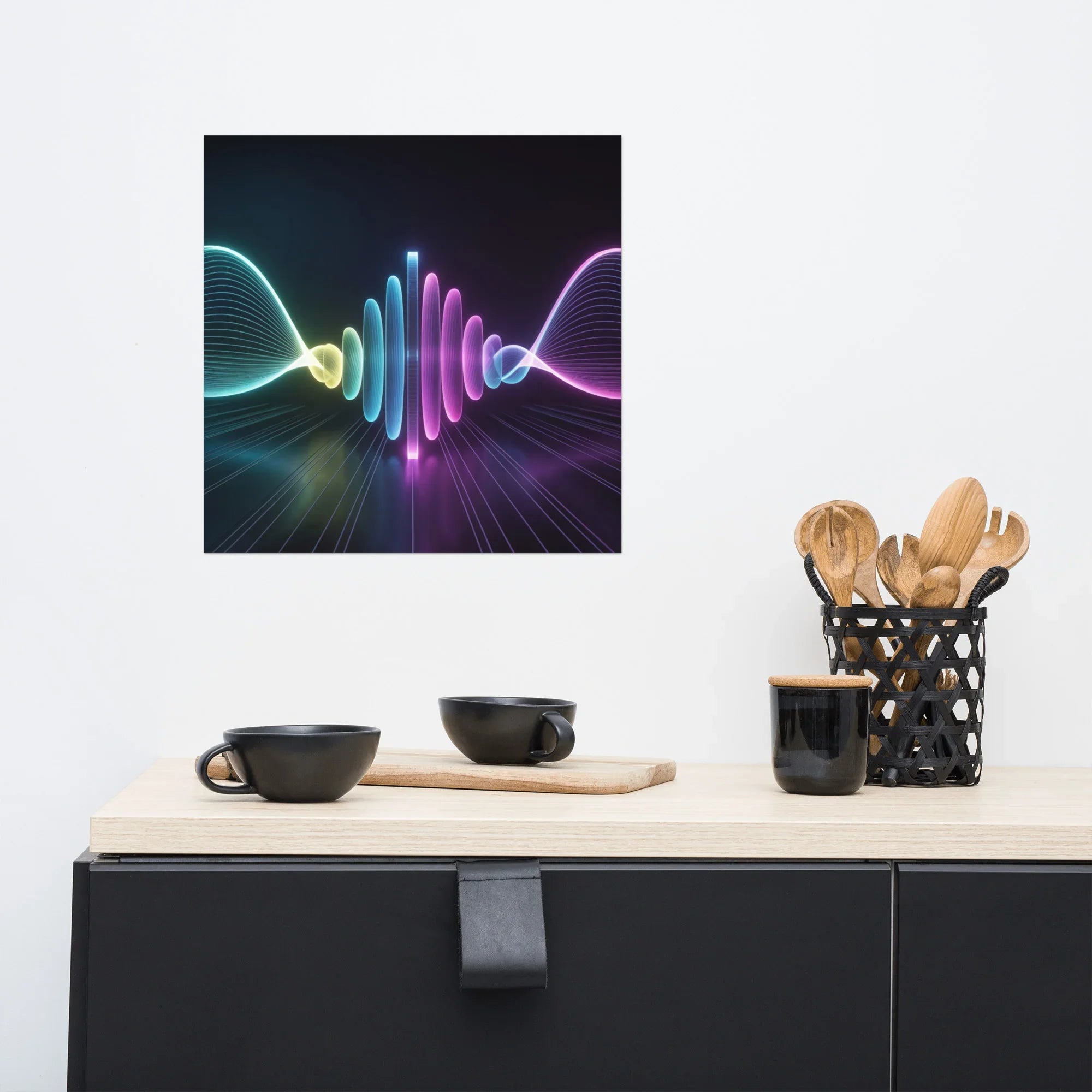 Neon Soundwave Gaming Poster – Abstract Digital Wall Art - RaZits