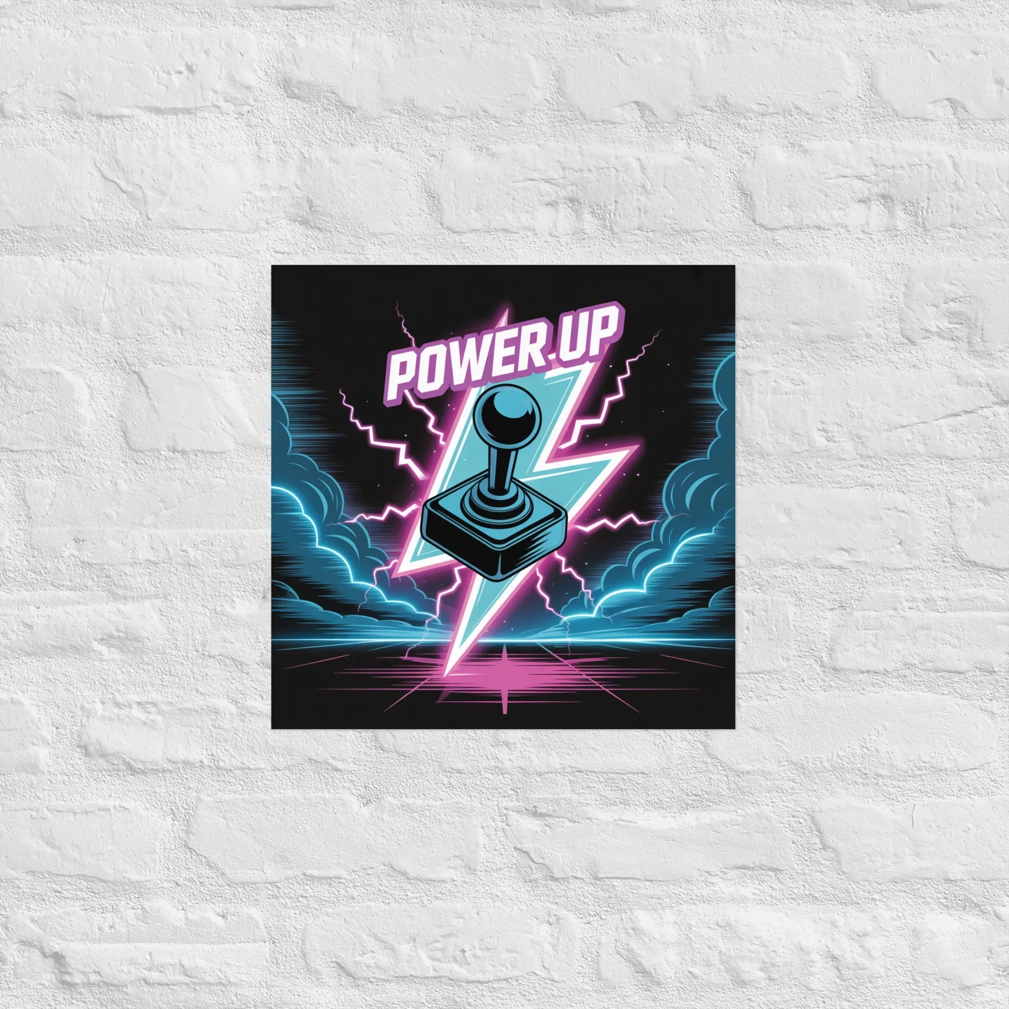 Power Up Gaming Poster – Retro Arcade Joystick Wall Art - RaZits