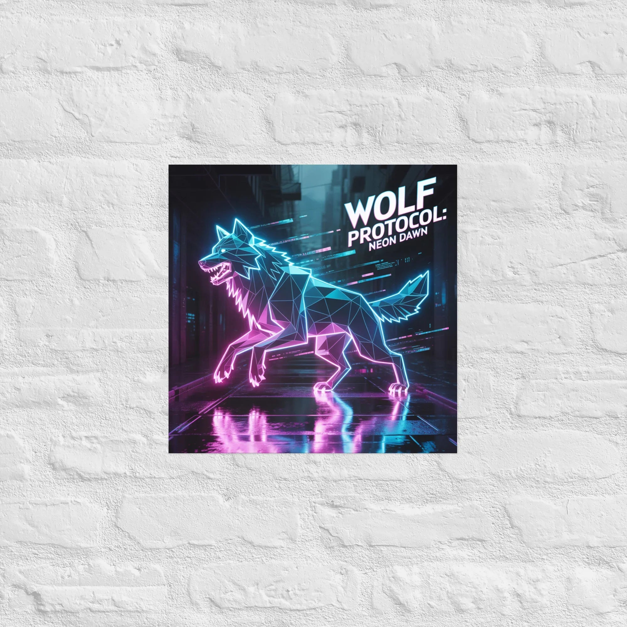 Wolf Protocol: Neon Dawn – Cyberpunk Wolf Art for Futuristic Gamer Decor - RaZits