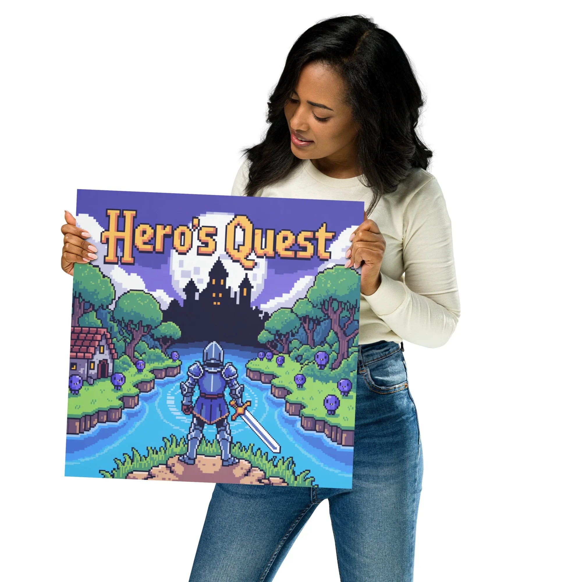 Hero’s Quest – Pixel RPG Fantasy Wall Art for Retro Gaming Rooms - RaZits