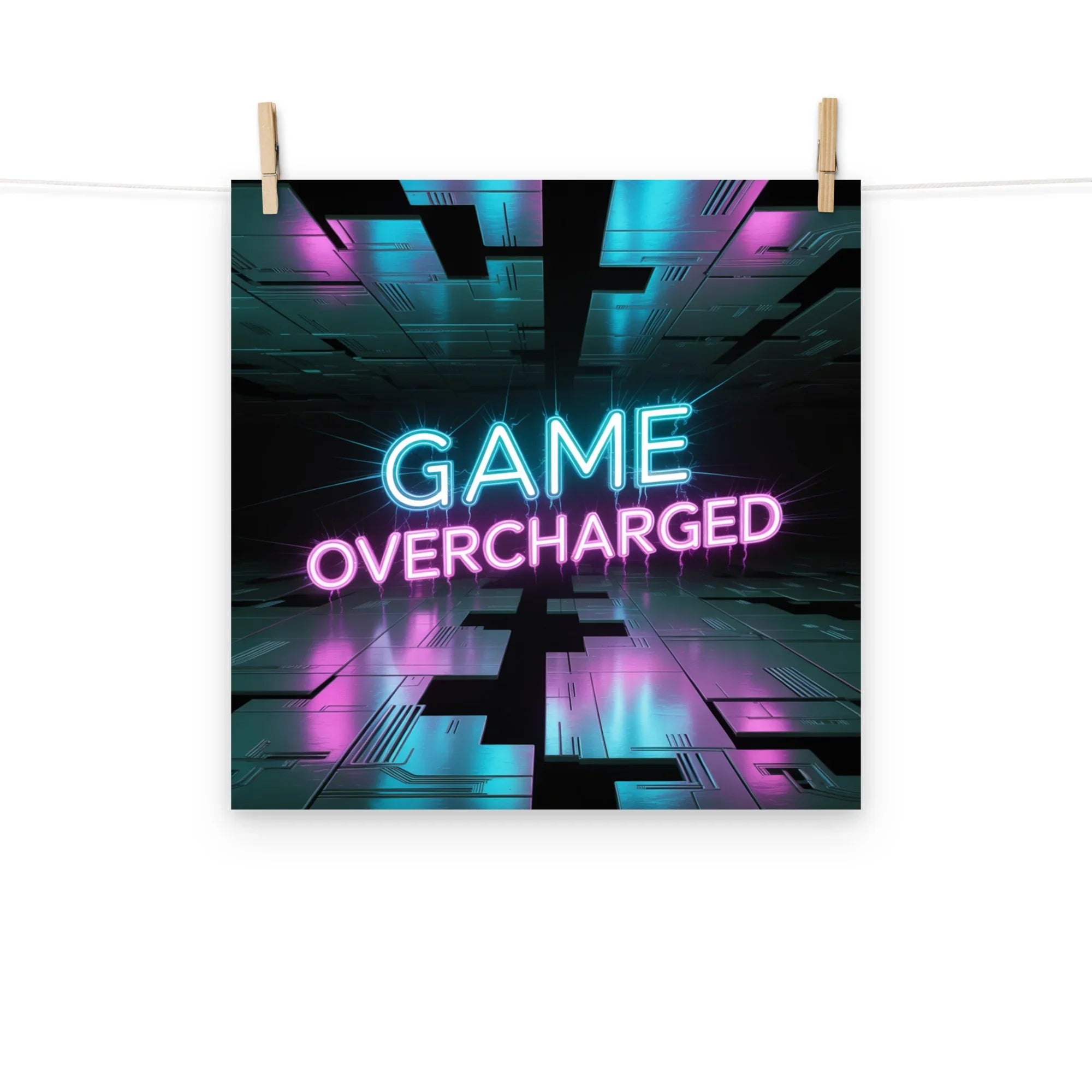 Game Overcharged – Neon Cyberpunk Gamer Art for RGB Esports Rooms - RaZits