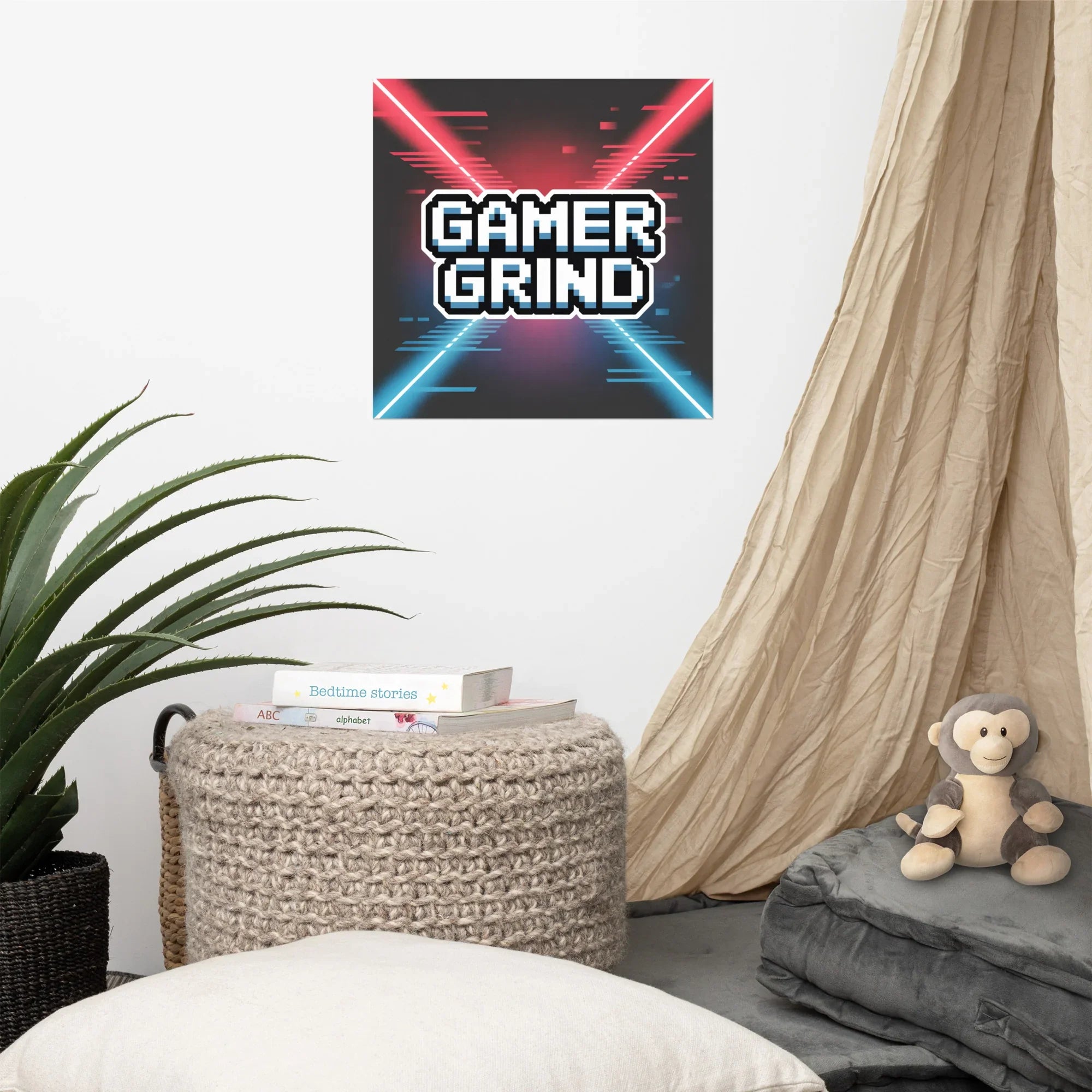 Gamer Grind – Neon Pixel Motivational Gaming Wall Art - RaZits