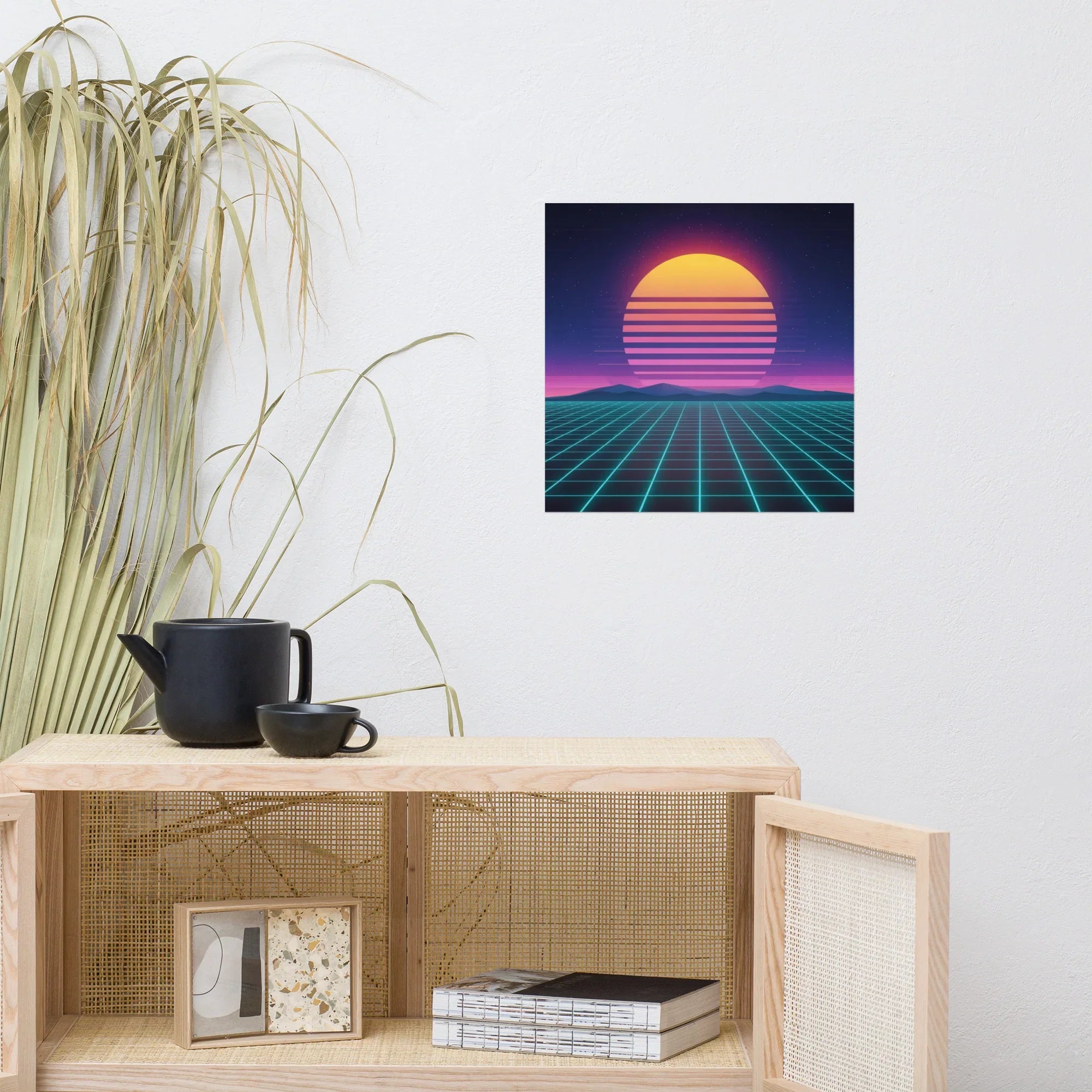 Synthwave Horizon – Retro Futuristic Neon Sunset Wall Art - RaZits