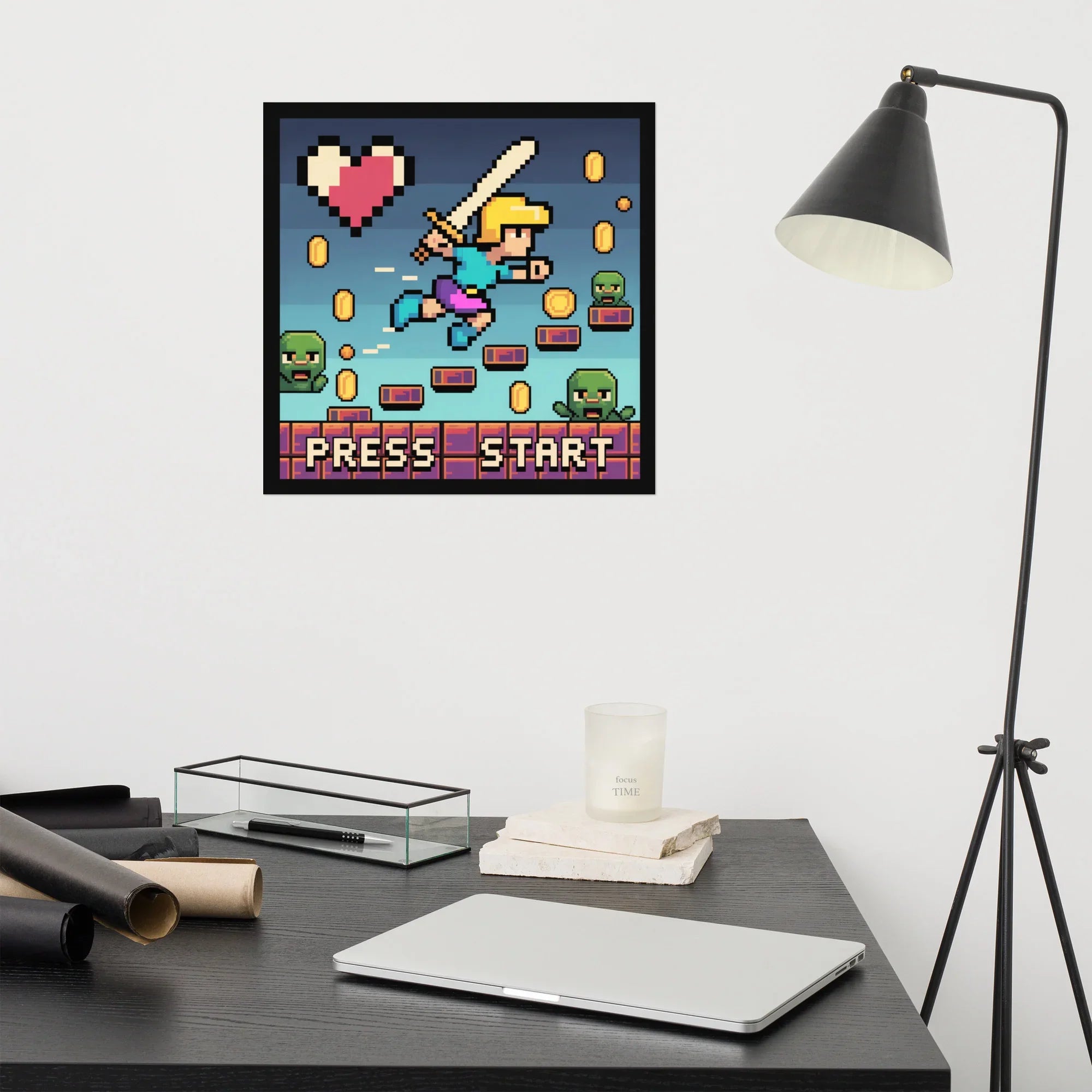 Pixel Art Poster – Press Start 8-Bit Retro Gaming Wall Art for Nostalgic Players - RaZits